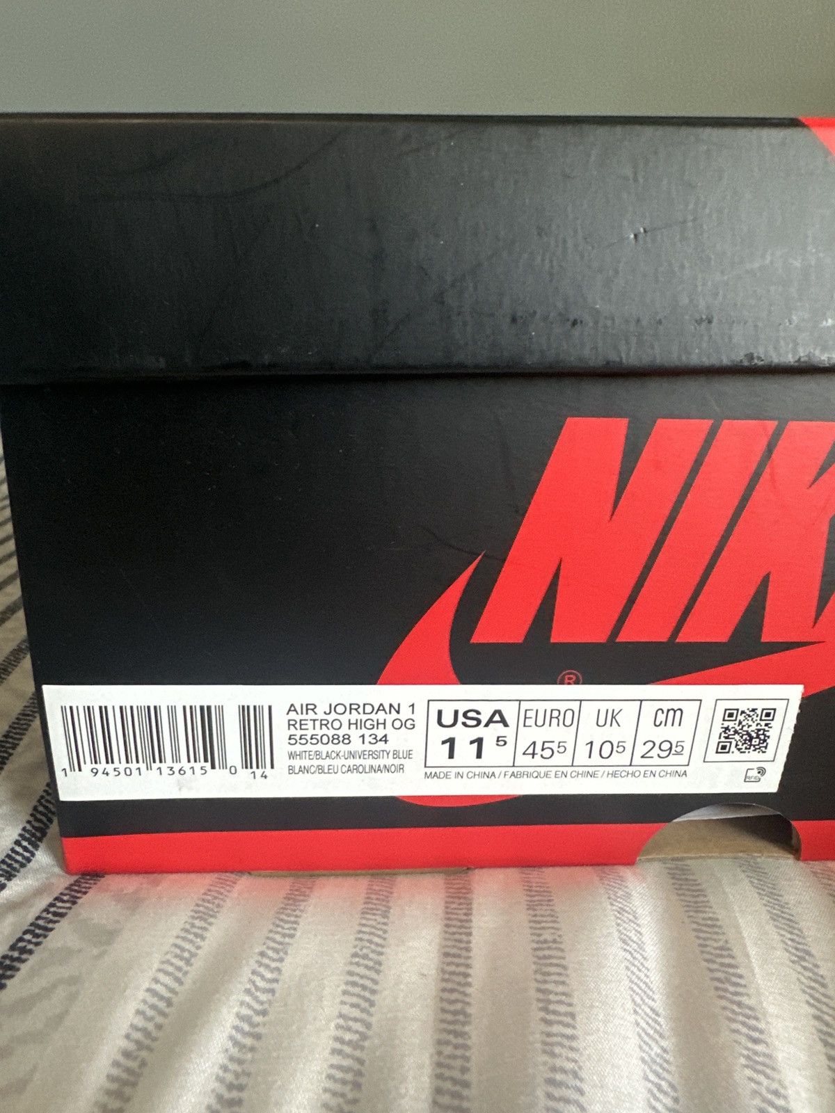 Jordan Brand Jordan 1 Retro High OG University Blue Size US 11.5 / EU 44-45 - 11 Thumbnail