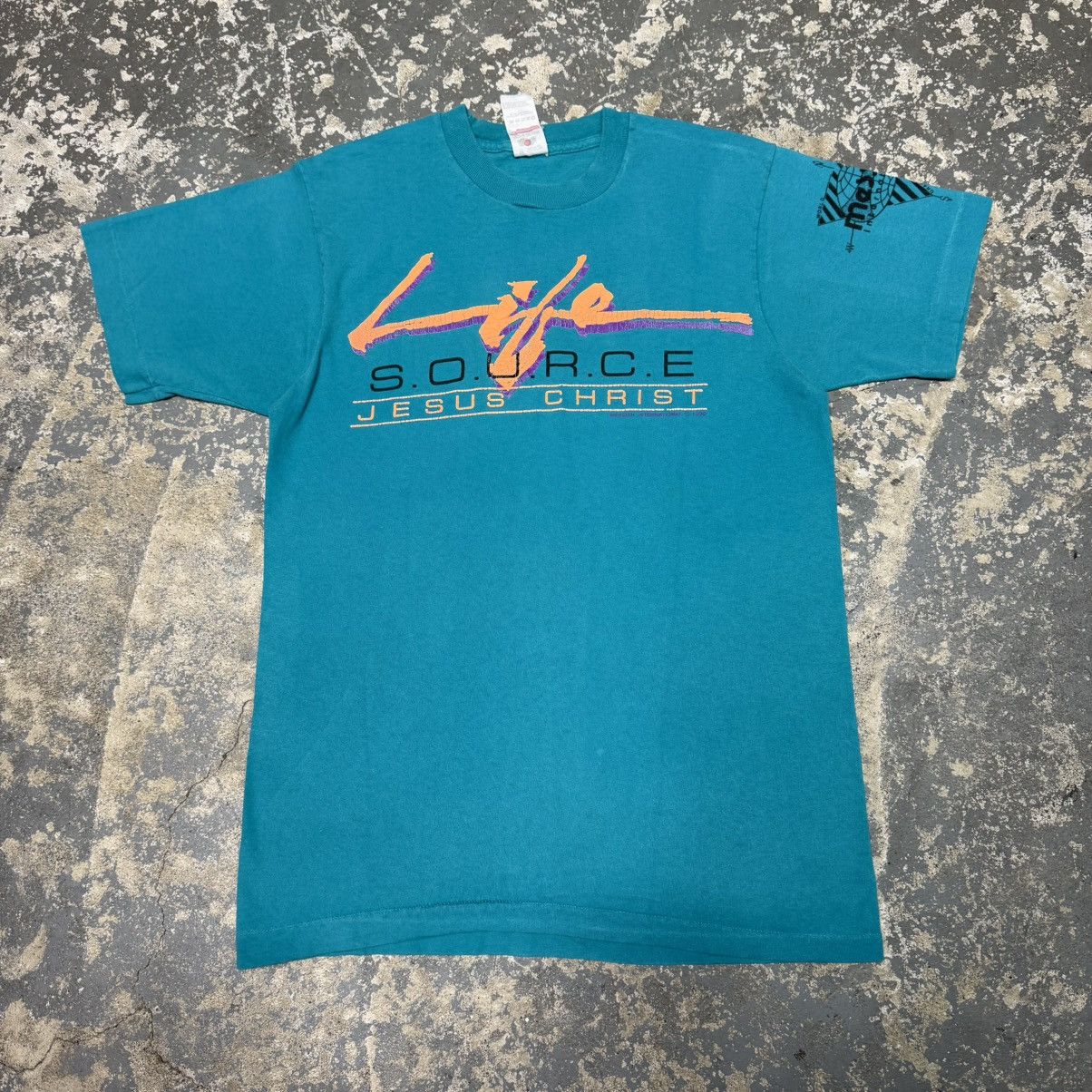 Vintage Vintage Life Source Jesus Christ 90s Blue Tshirt Size US M / EU 48-50 / 2 - 1 Thumbnail