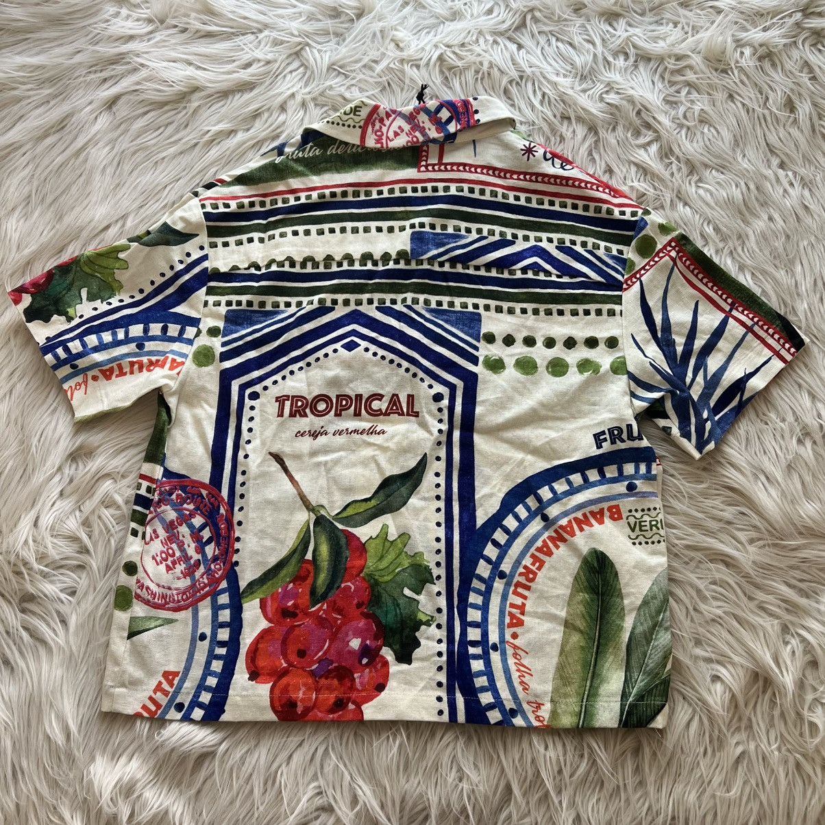 Rachel Zoe Rachel Zoe Linen Top Hawaiian Shirt Boxy Tropical Fruit XS Size XS / US 0-2 / IT 36-38 - 6 Thumbnail