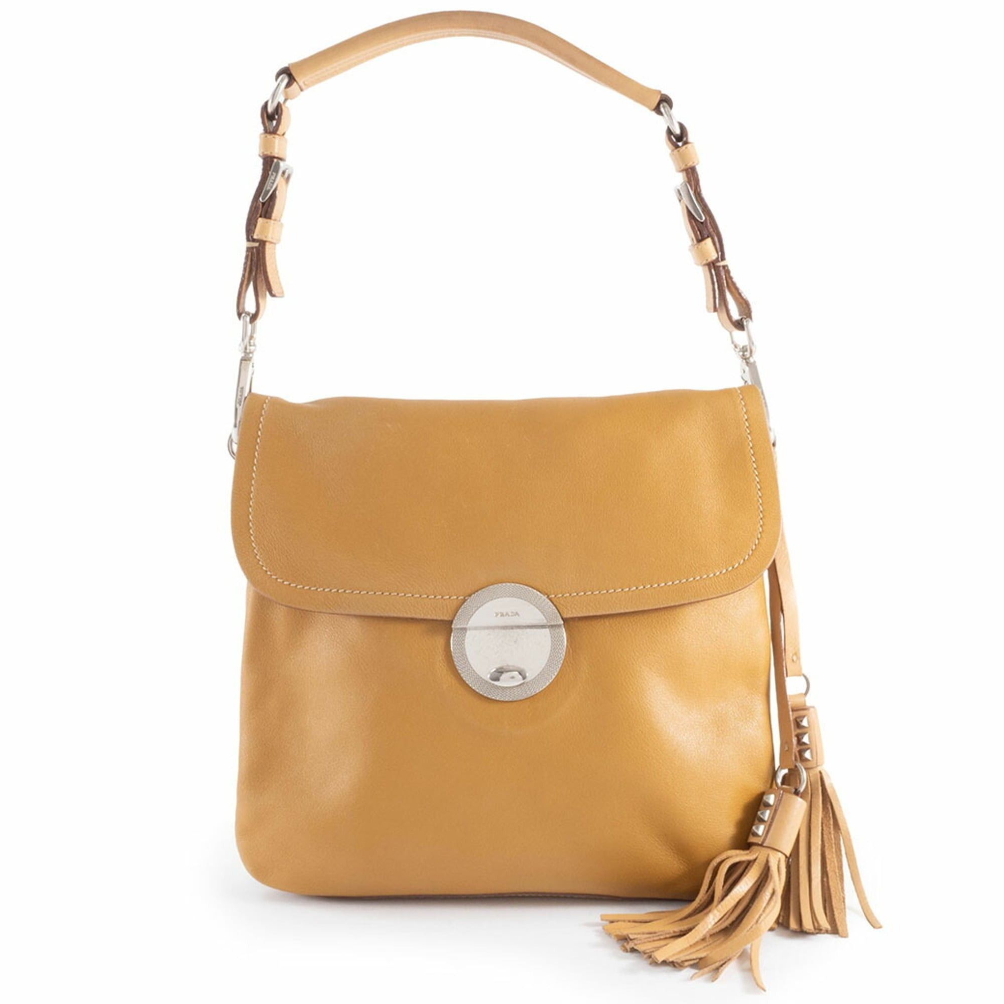 Prada Prada Leather Shoulder Bag BR2470 Camel Women's Tassel Charm PRADA Size ONE SIZE - 1 Thumbnail