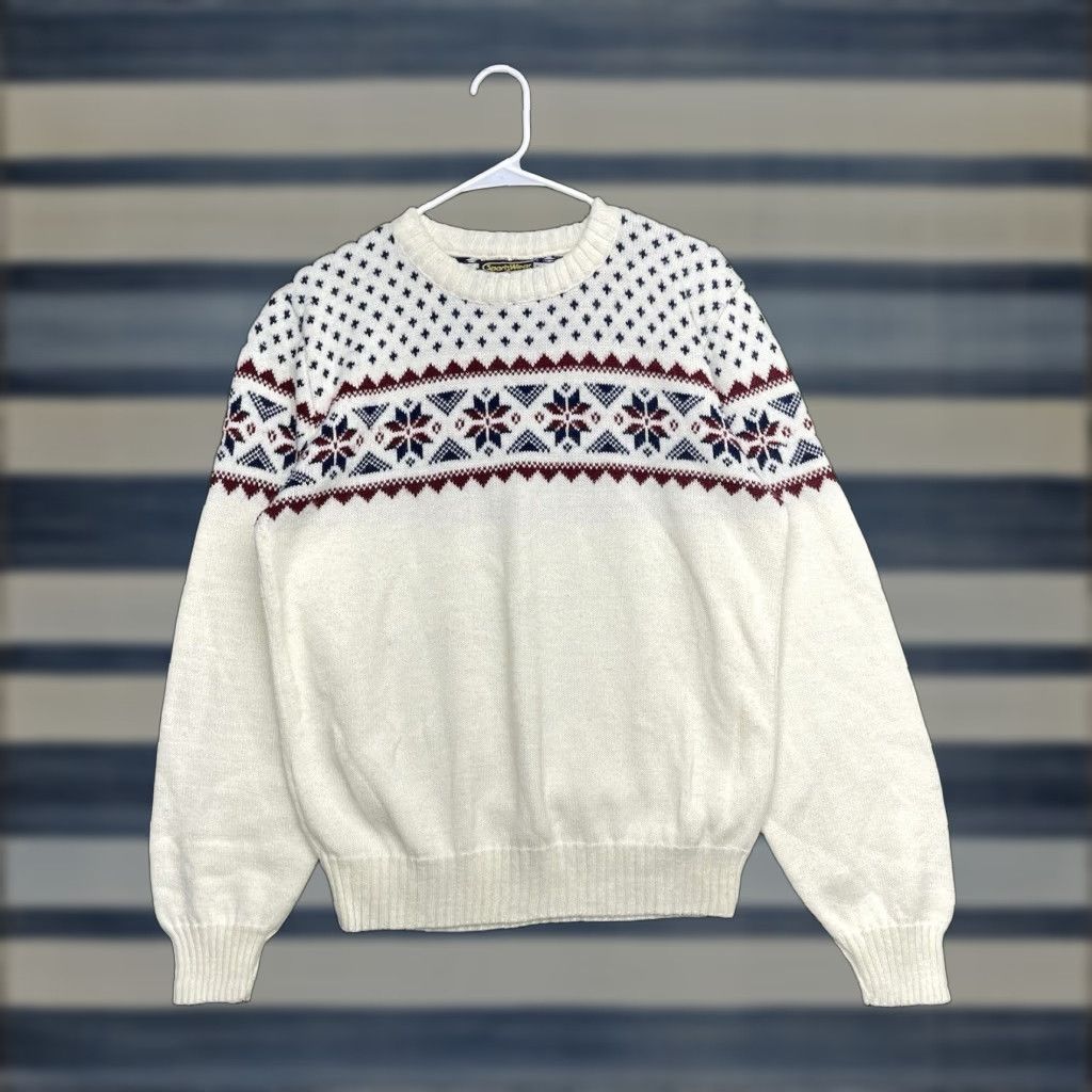 Sears VINTAGE Sears Sweater Mens XL Crew Neck Knit Solid White 80s 90s Classic Winter Fall Knit Style Pullover Regular Size US XL / EU 56 / 4 - 1 Thumbnail