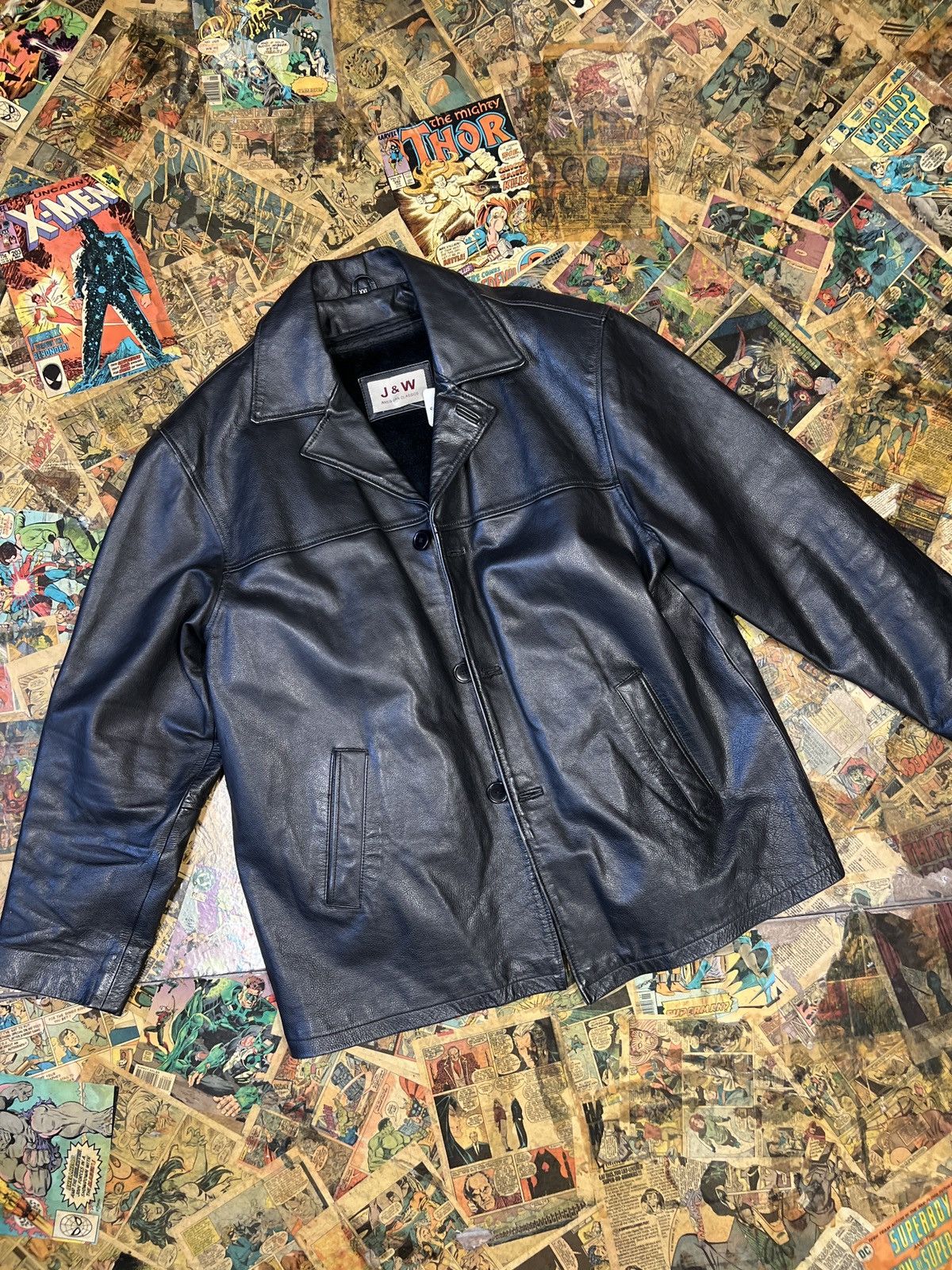 Vintage J & W Leather Jacket fur lined