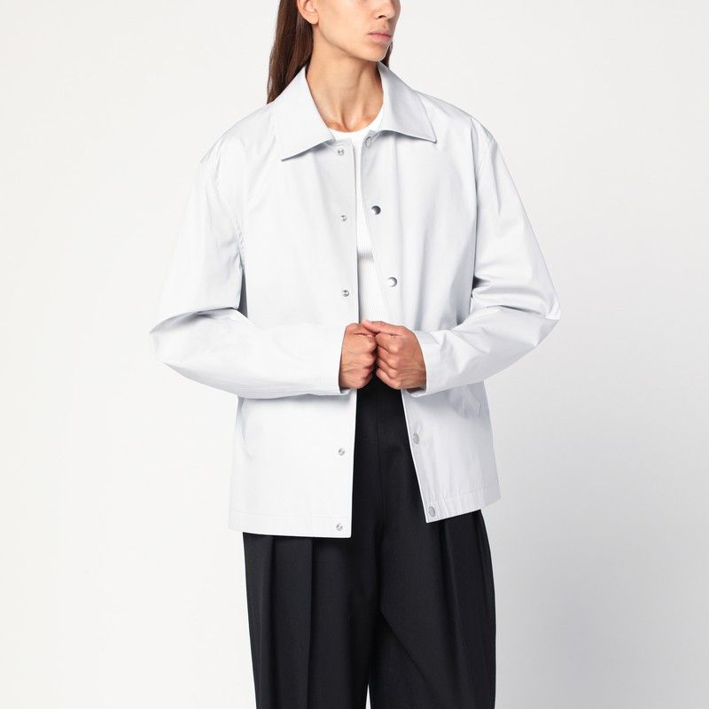 Jil Sander Light Grey Cotton Taffeta Jacket With Logo