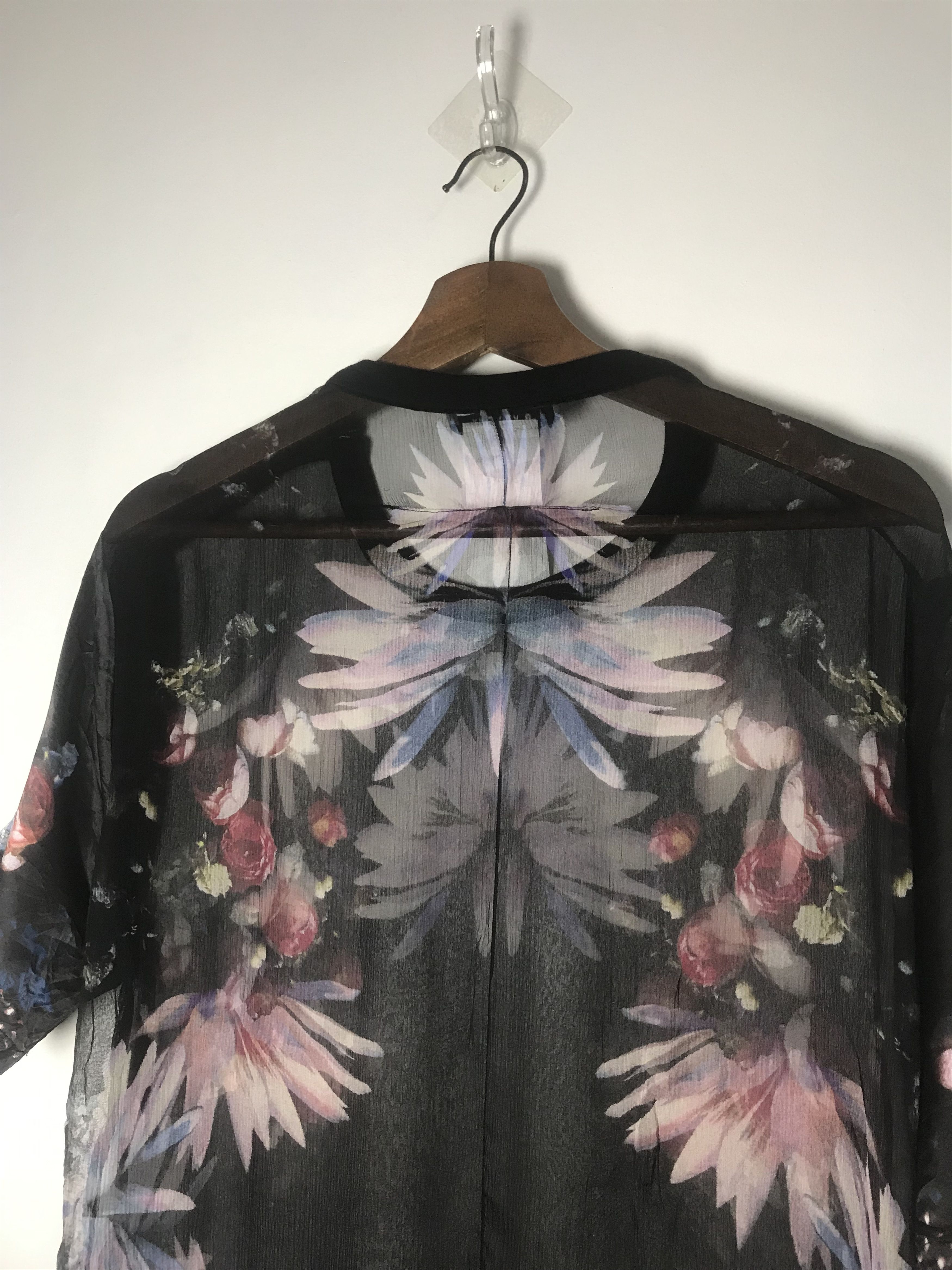 Givenchy Givenchy Black Floral Printed Silk Chiffon Size M / US 6-8 / IT 42-44 - 7 Thumbnail
