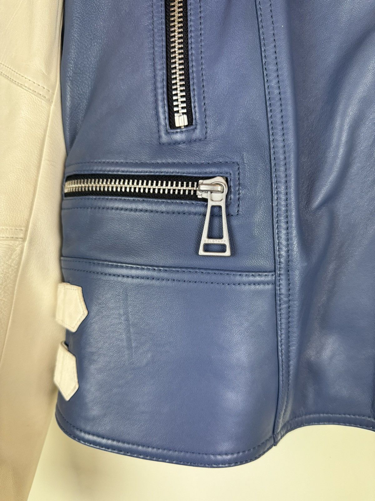 Belstaff Belstaff Devyn Bicolor blue white leather biker jacket RARE Size S / US 4 / IT 40 - 13 Thumbnail