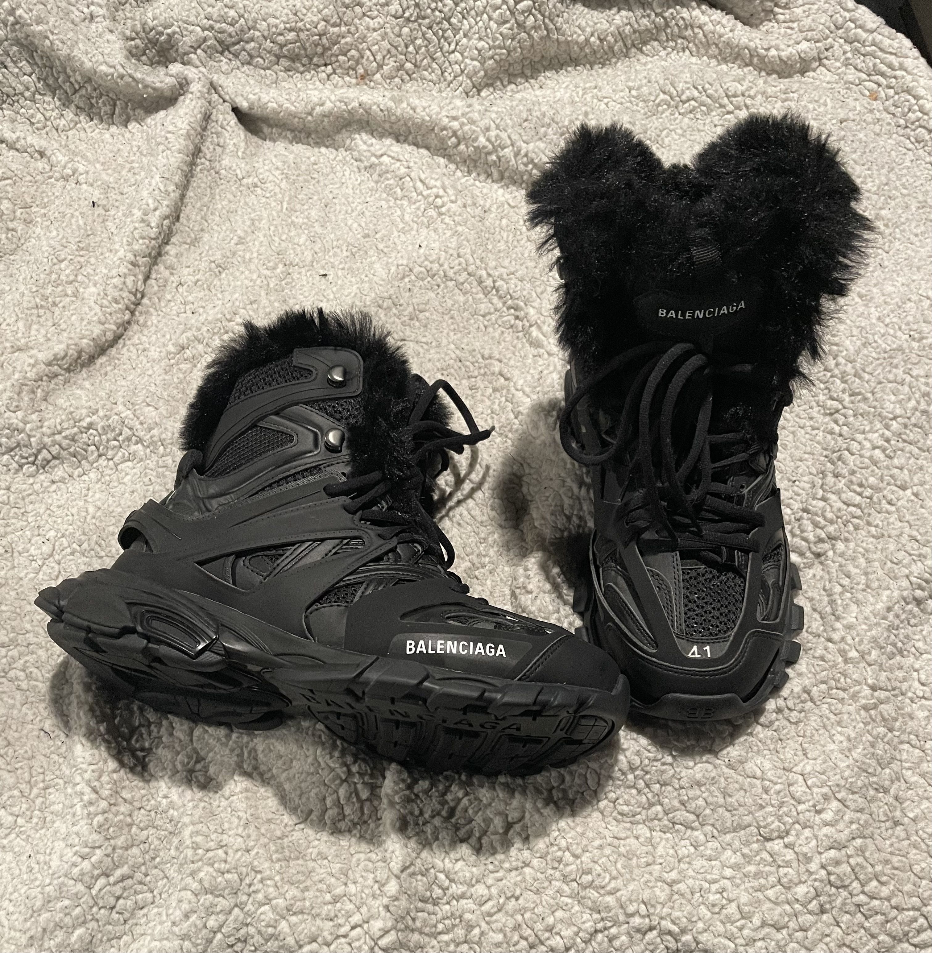 Balenciaga Balenciaga Track Hike Faux Fur Sneakers | Grailed