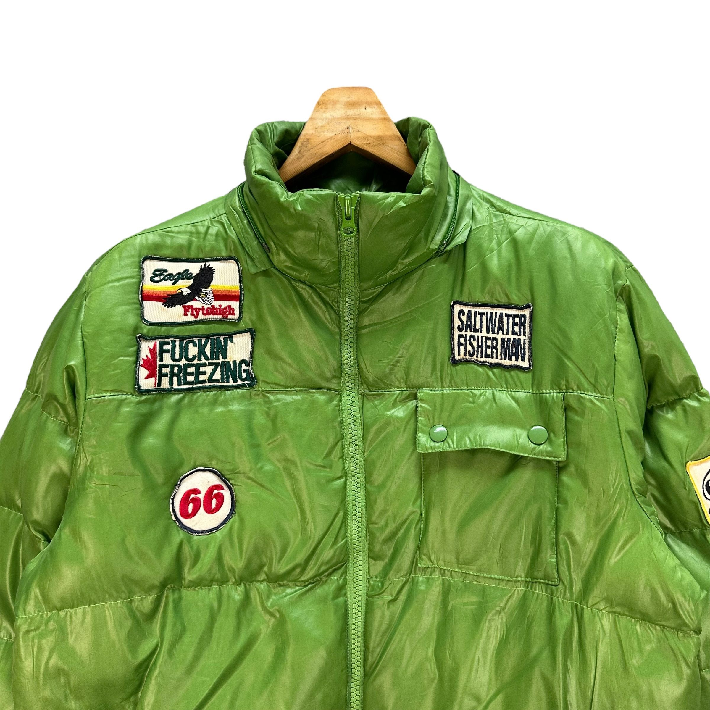 Japanese Brand FOURSEASON Patches Logo Green Puffer Jacket #A32-0719 Size US XL / EU 56 / 4 - 2 Thumbnail