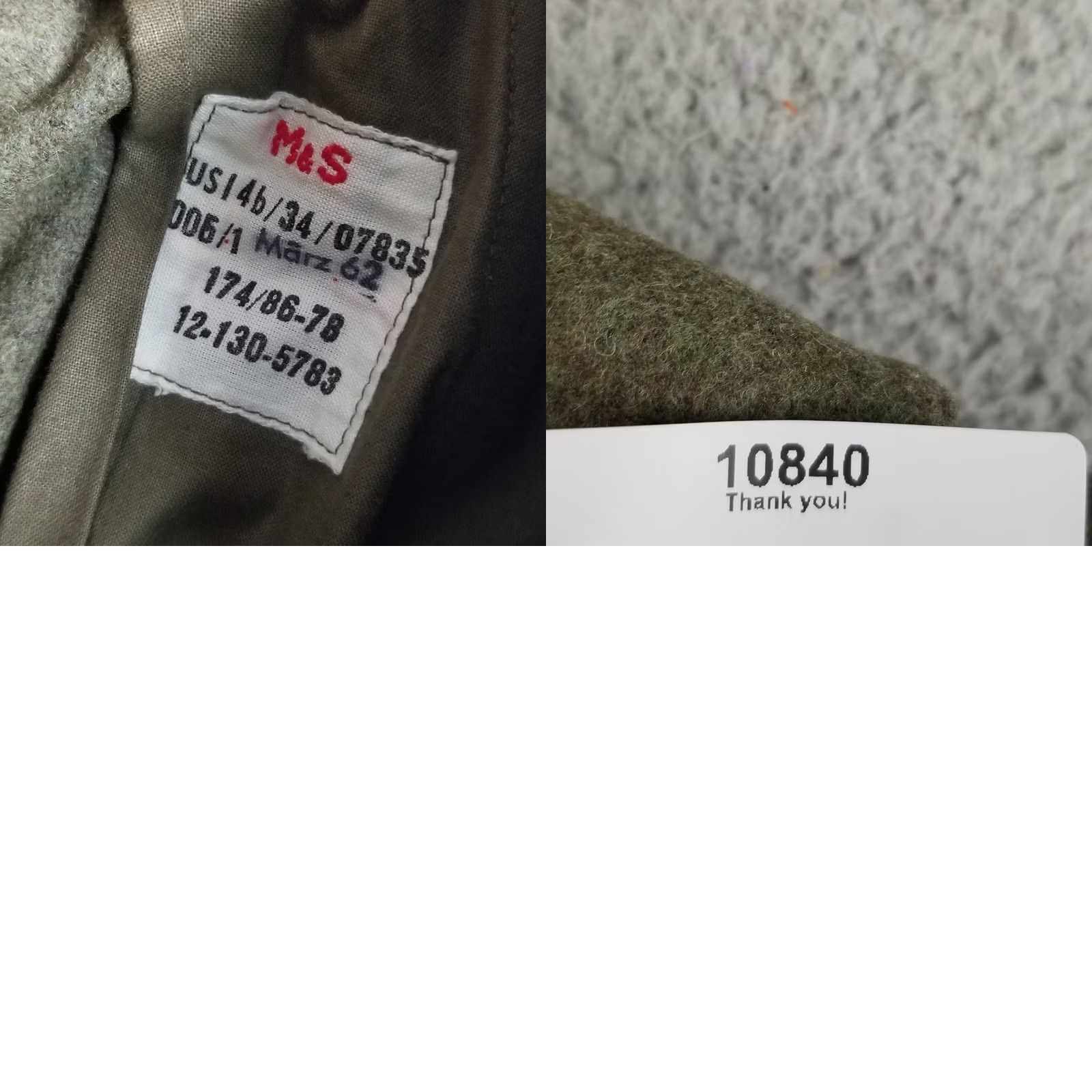 Vintage M&S Thick Wool Hunting Field Pants Cargo Military 31X30 60s Military Green/Grey Mens Size US 31 - 8 Thumbnail