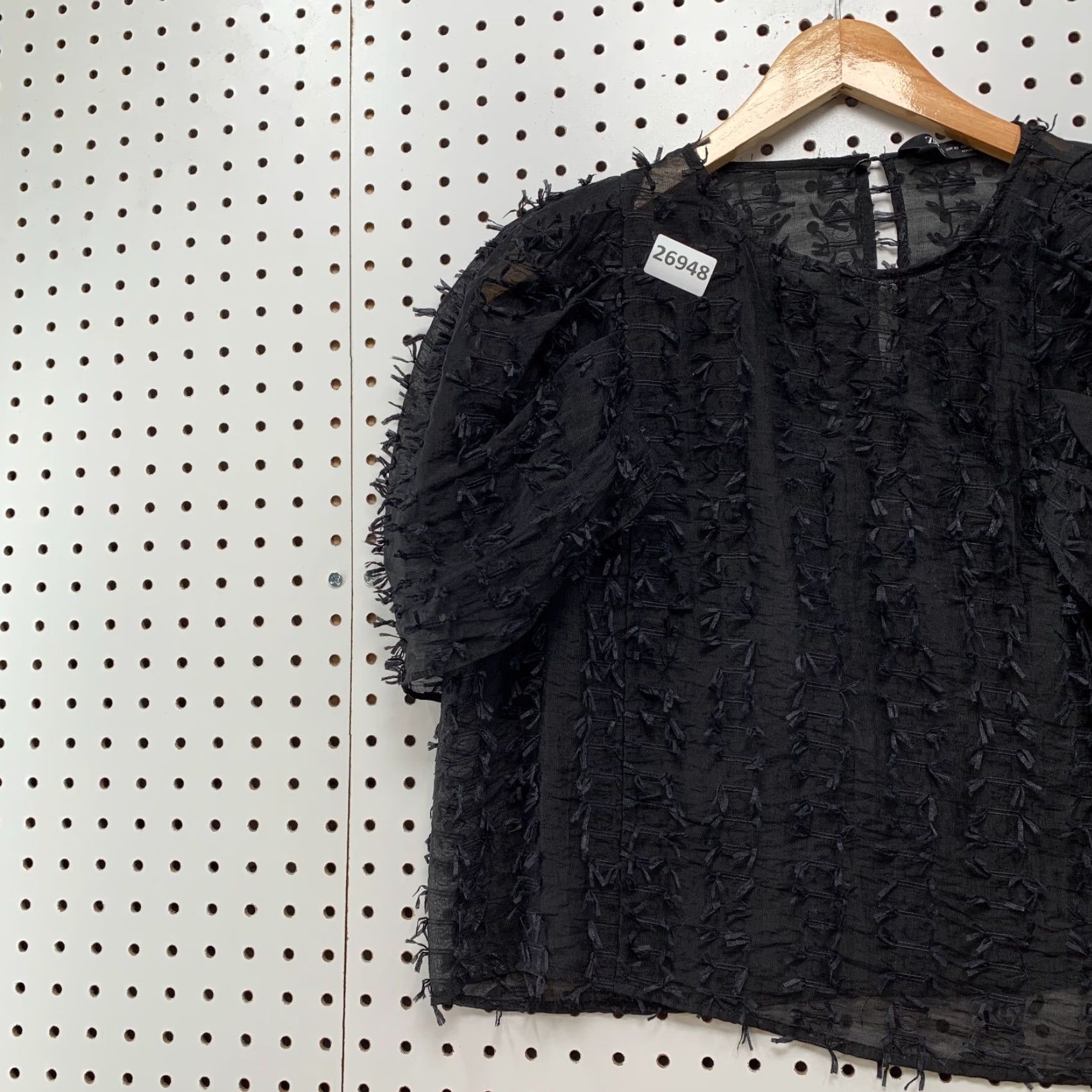 Zara Zara Top Ruffle Feathered Sheer Fluff Short Sleeve XS 20x19 Womens Size XS / US 0-2 / IT 36-38 - 3 Thumbnail