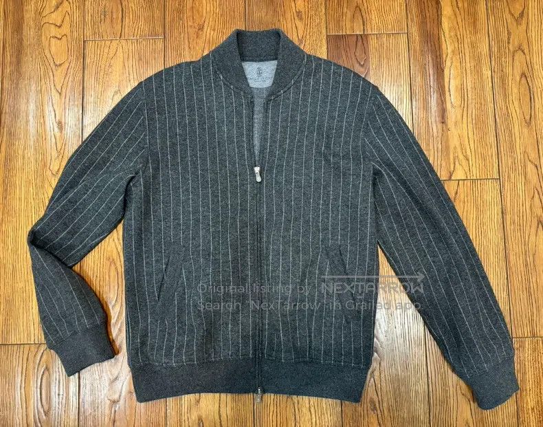 Brunello Cucinelli Brunello Cucinelli Men's cashmere gray striped jacket, cas Size US S / EU 44-46 / 1 - 2 Thumbnail