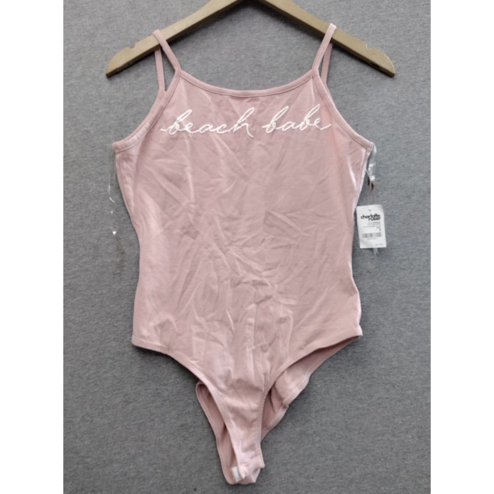 Vintage Charlotte Russe Women’s Sleeveless Bodysuit One Piece Beach Babe Pink S Size S / US 4 / IT 40 - 2 Thumbnail