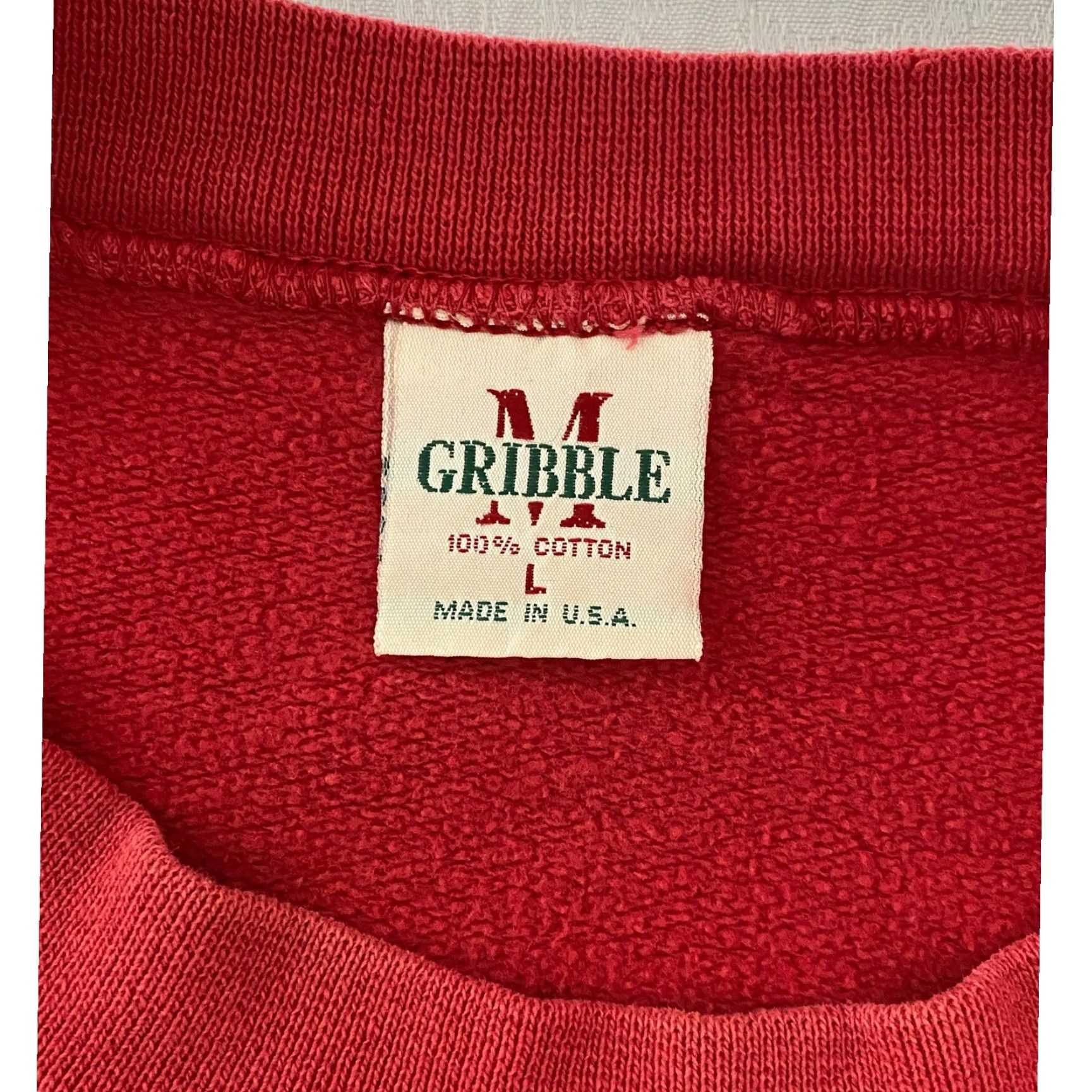 Vintage VINTAGE Gribble Sweatshirt Crewneck Unisex Adults Large Red University Graphic Print Knit Cotton Logo Solid Combo 90s College Apparel Team Wear Size US L / EU 52-54 / 3 - 4 Thumbnail