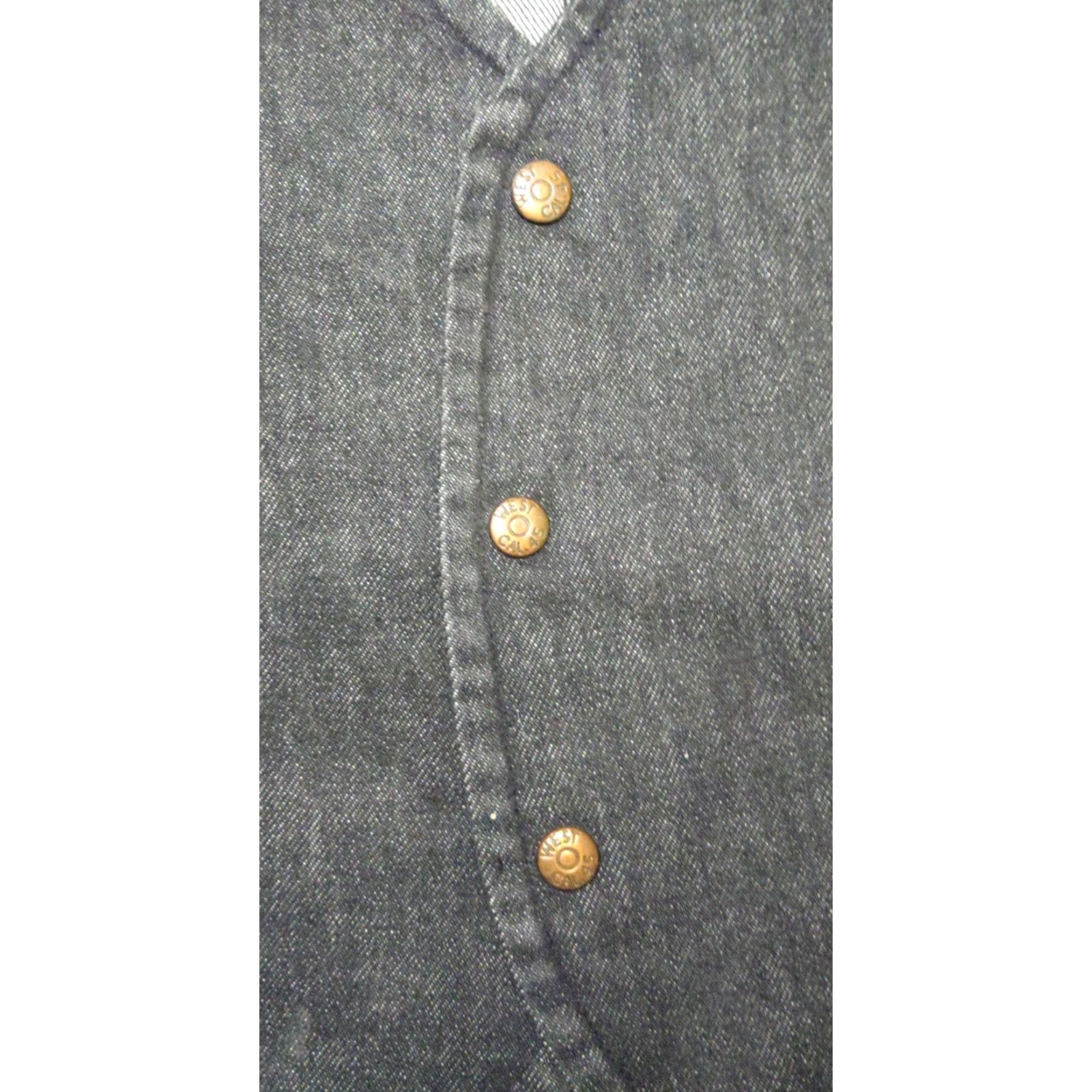 Denime VINTAGE West Cal.45 Vest Dark Denim Snap Down Cowboy Western 3XL Black Mens Vest Western Style Biker 3XL Mens Size US XXL / EU 58 / 5 - 5 Thumbnail