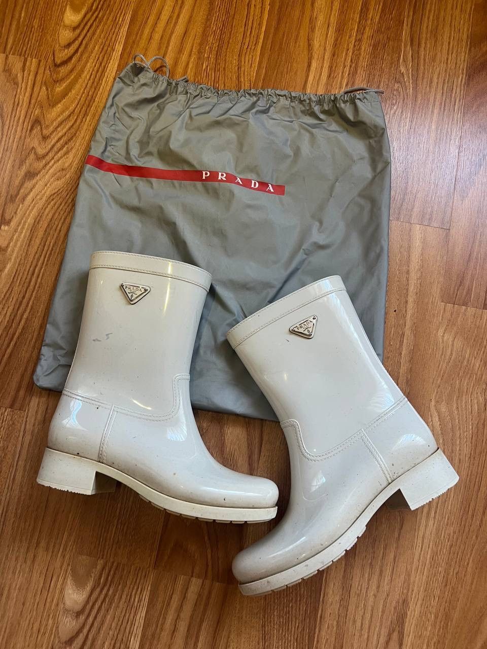 Prada Prada Logo Rubber Rain Boots Size US 8 / IT 38 - 1 Thumbnail