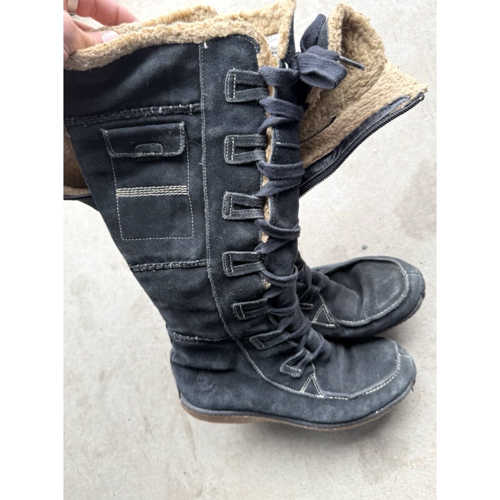 Timberland Timberland Granby Black Suede 13" Tall Zip Up Winter Boots Women Sz 7.5 M Size US 8 / IT 38 - 5 Thumbnail