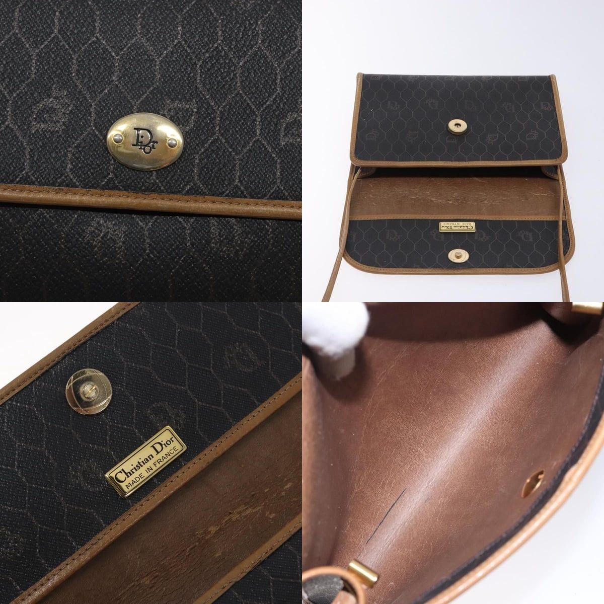 Dior DIOR Honeycomb Canvas Shoulder Bag Pvc Black Gold Size ONE SIZE - 11 Thumbnail