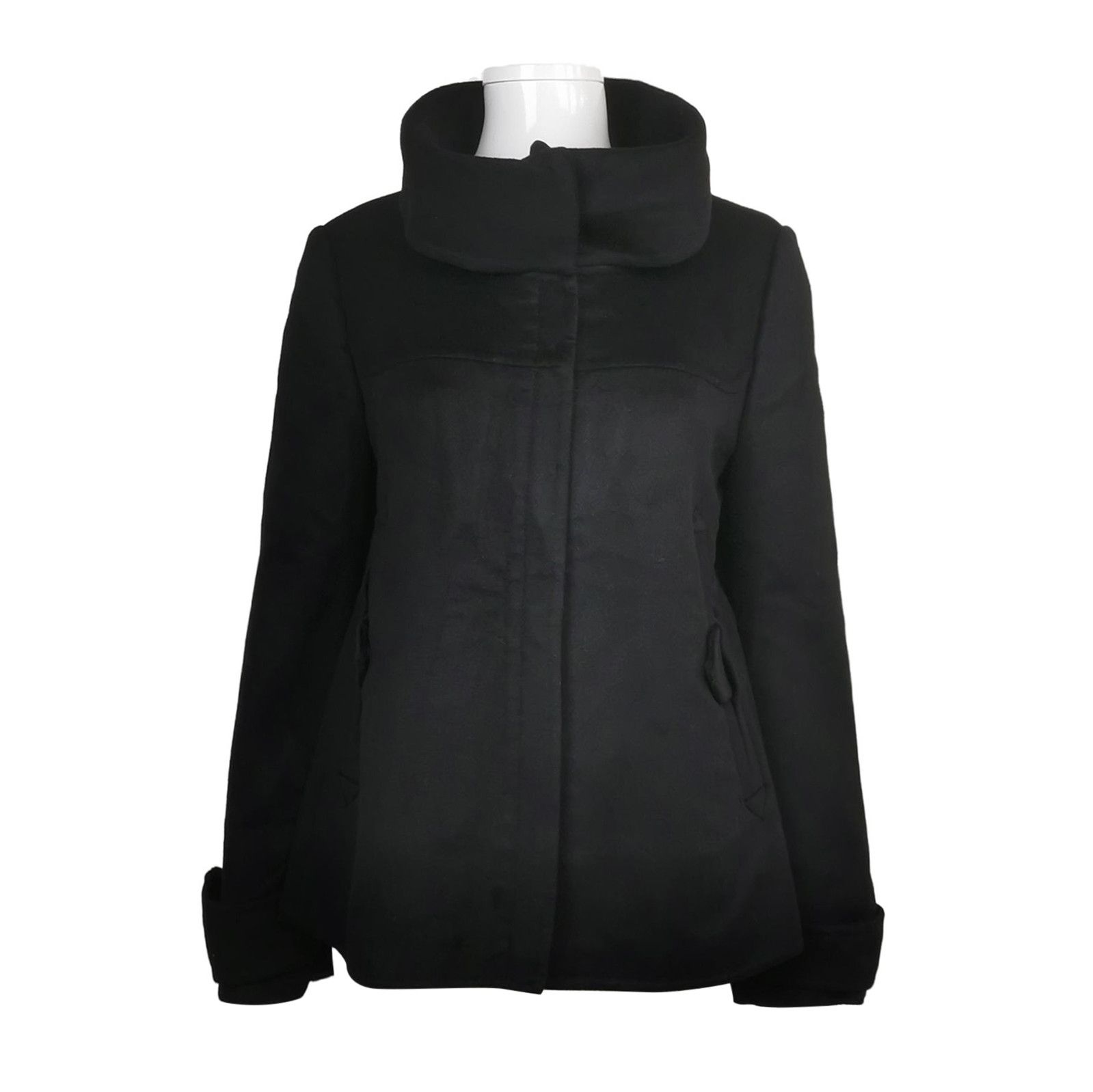 Prada Wool Solid Black Coat Size 40 - dmc