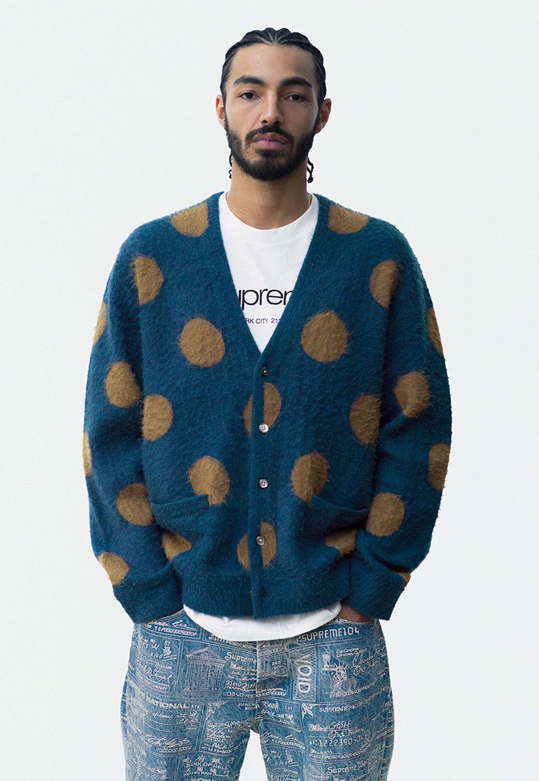 Supreme SUPREME BRUSHED POLKA DOT CARDIGAN Size US L / EU 52-54 / 3 - 6 Thumbnail