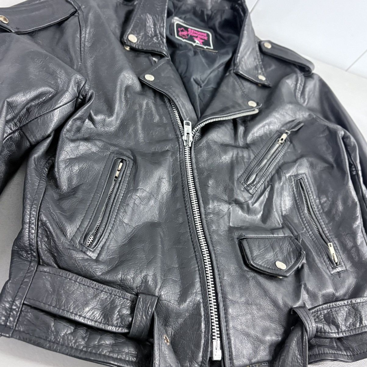 Other Black Genuine Cowhide Motorcycle Jacket - XS/S Size XS / US 0-2 / IT 36-38 - 2 Thumbnail