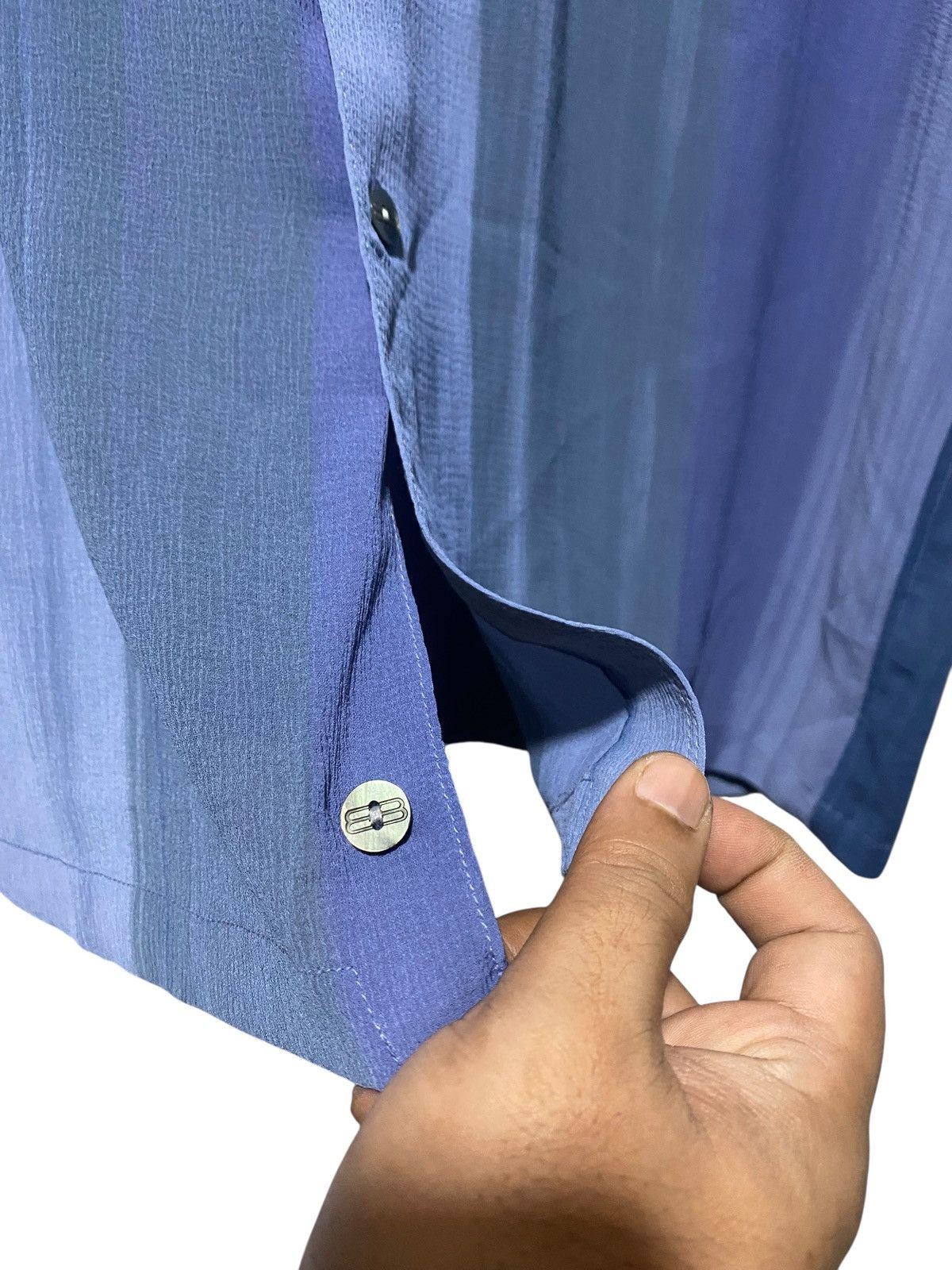Balenciaga Vtg Balenciaga 2004 stripe color stand collar oversize shirt Size US L / EU 52-54 / 3 - 5 Thumbnail