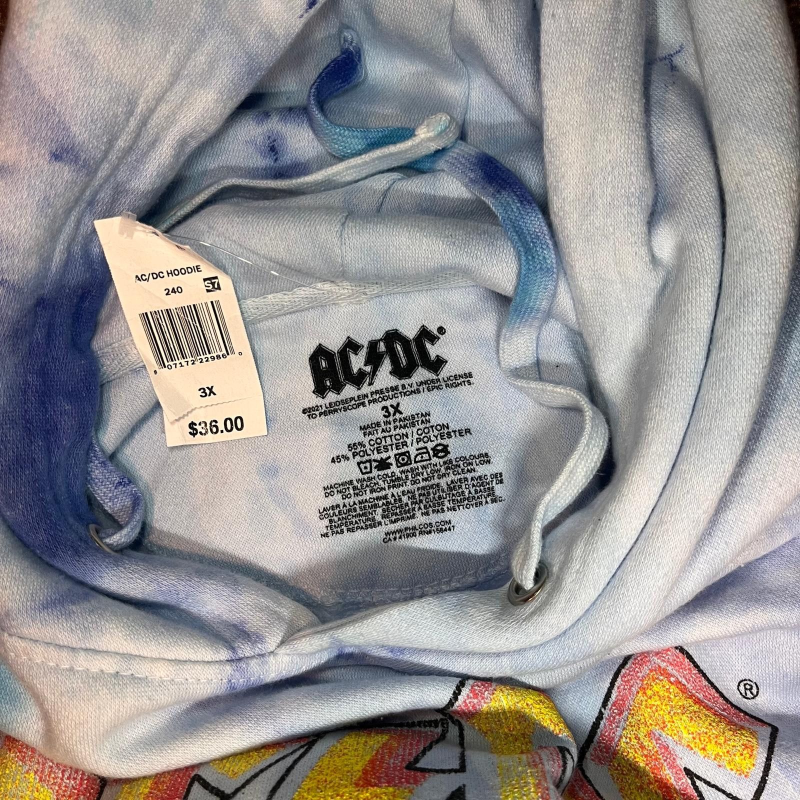 AC/DC 🧨 AC/DC "For Those About To Rock" Tie-Dye Hoodie – Size 3X Size US XXL / EU 58 / 5 - 3 Thumbnail