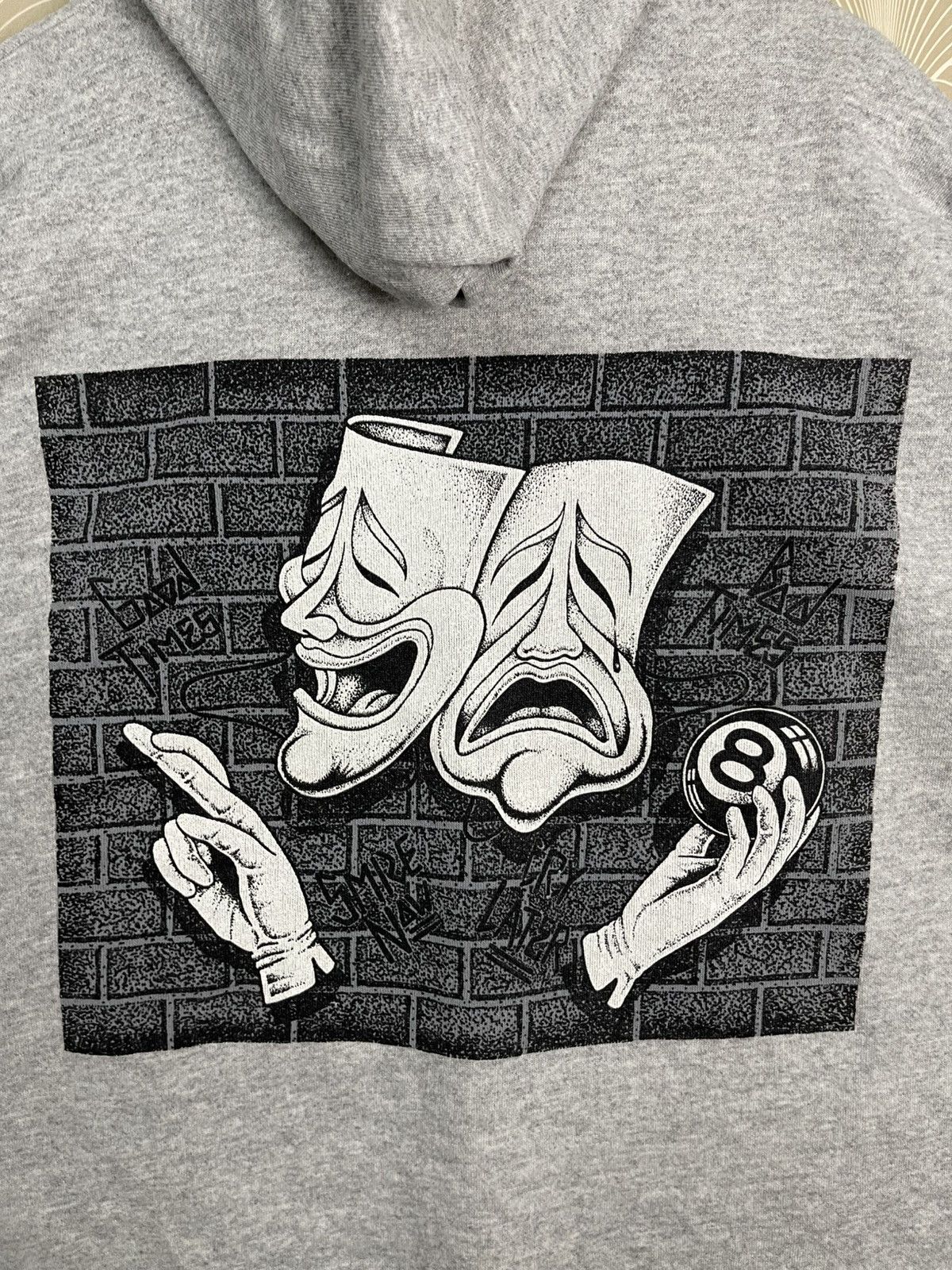 Vintage 🎱90s GONZALES GRAPHIC “SMILE NOW CRY LATER” HOODIE 8 BALL Size US XL / EU 56 / 4 - 5 Thumbnail