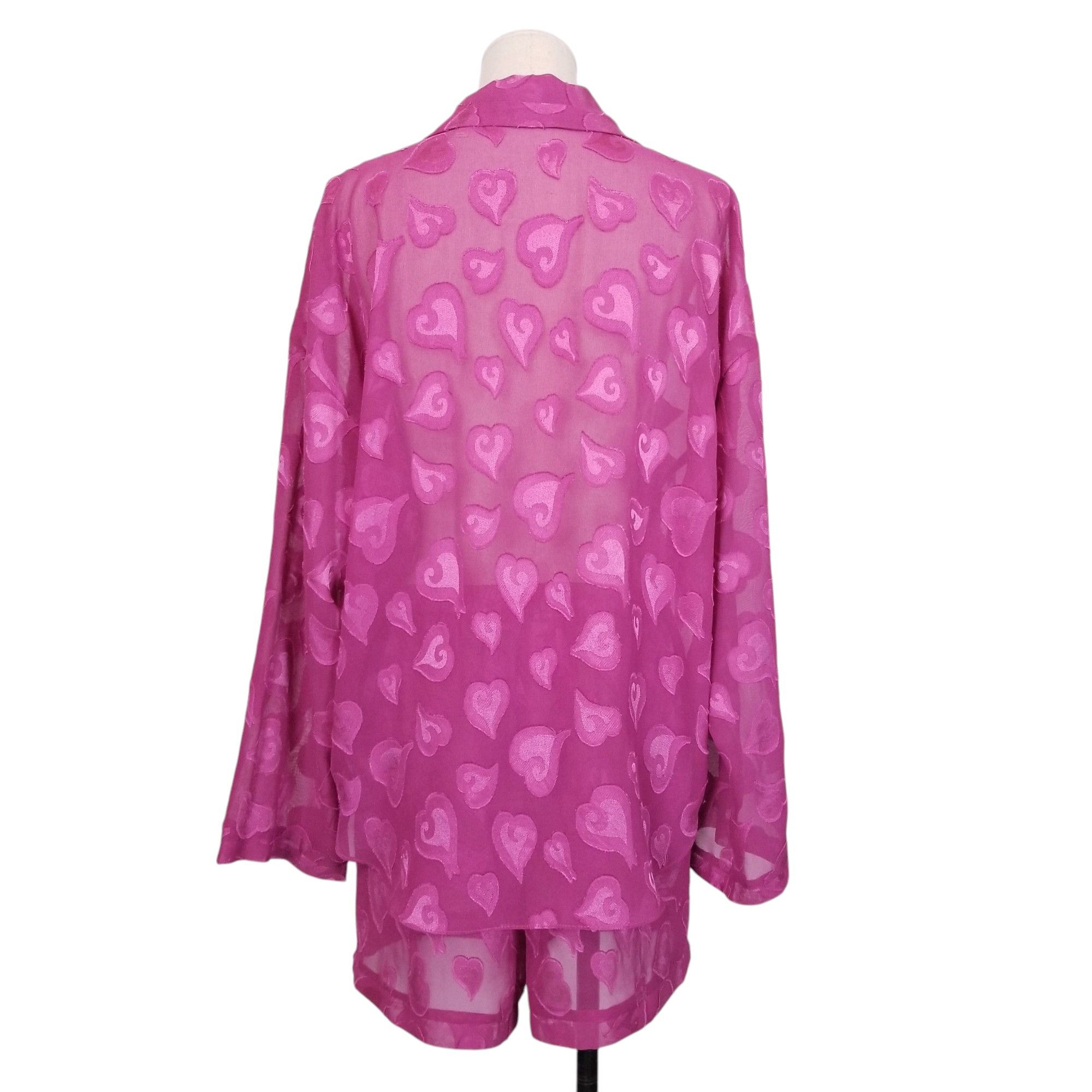 Victoria's Secret Vintage Heart Textured Pajama Set Sz Medium Size ONE SIZE - 3 Thumbnail