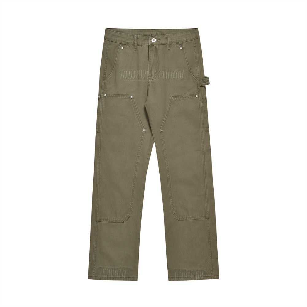 Japanese Brand Vibe Style Cargo Pants Mens Loose Solid Color Size US 35 - 1 Thumbnail