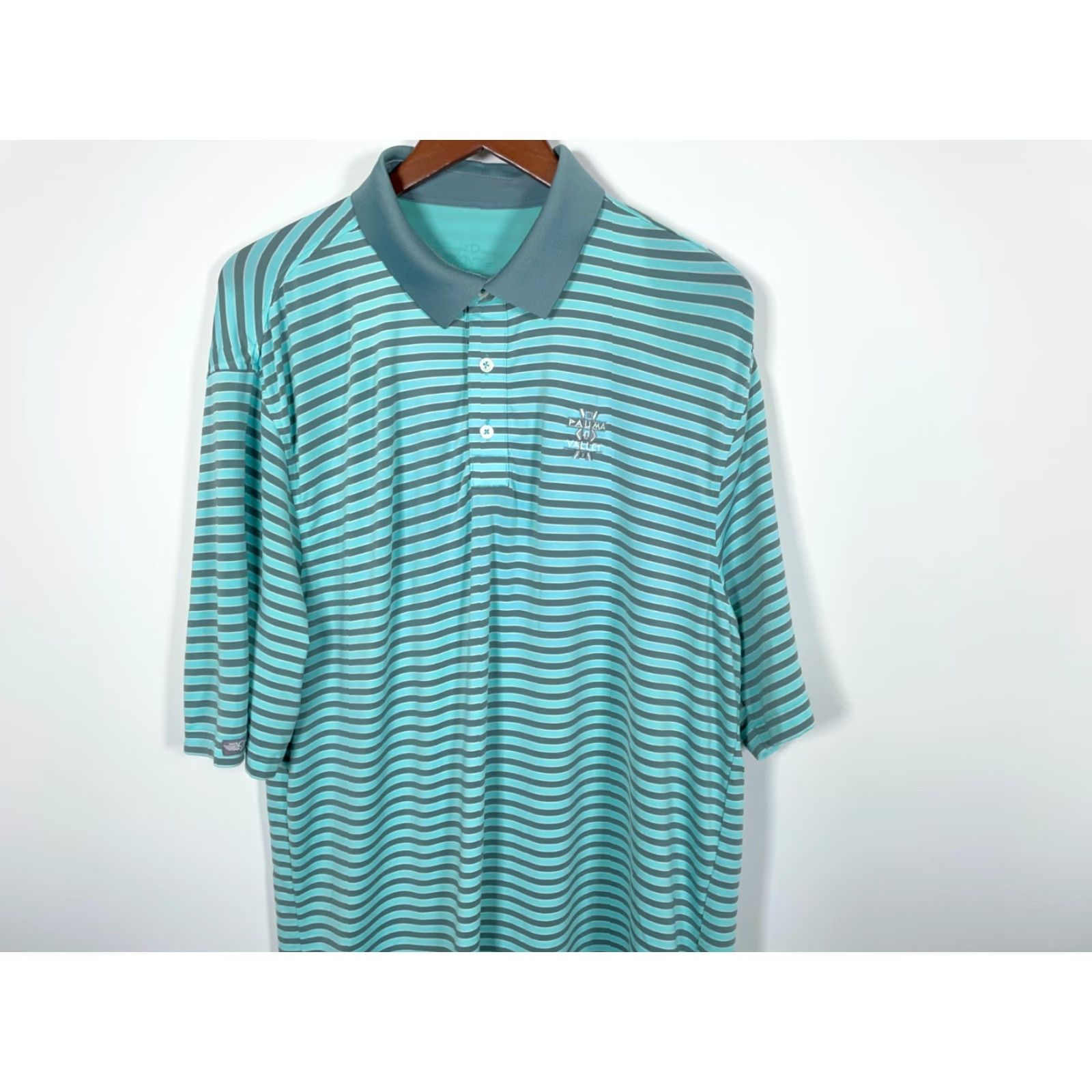 Vintage Straight Down Performance Polo Shirt Adult Large Green Stripe Stretch Golf Size US L / EU 52-54 / 3 - 4 Thumbnail