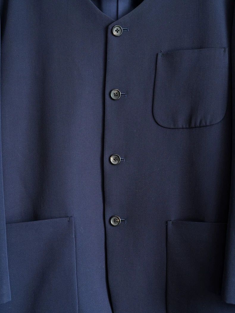 Yohji Yamamoto Yohji Yamamoto90SS Navy Blue Collarless Fleece Jacket 2503- Size US M / EU 48-50 / 2 - 6 Thumbnail