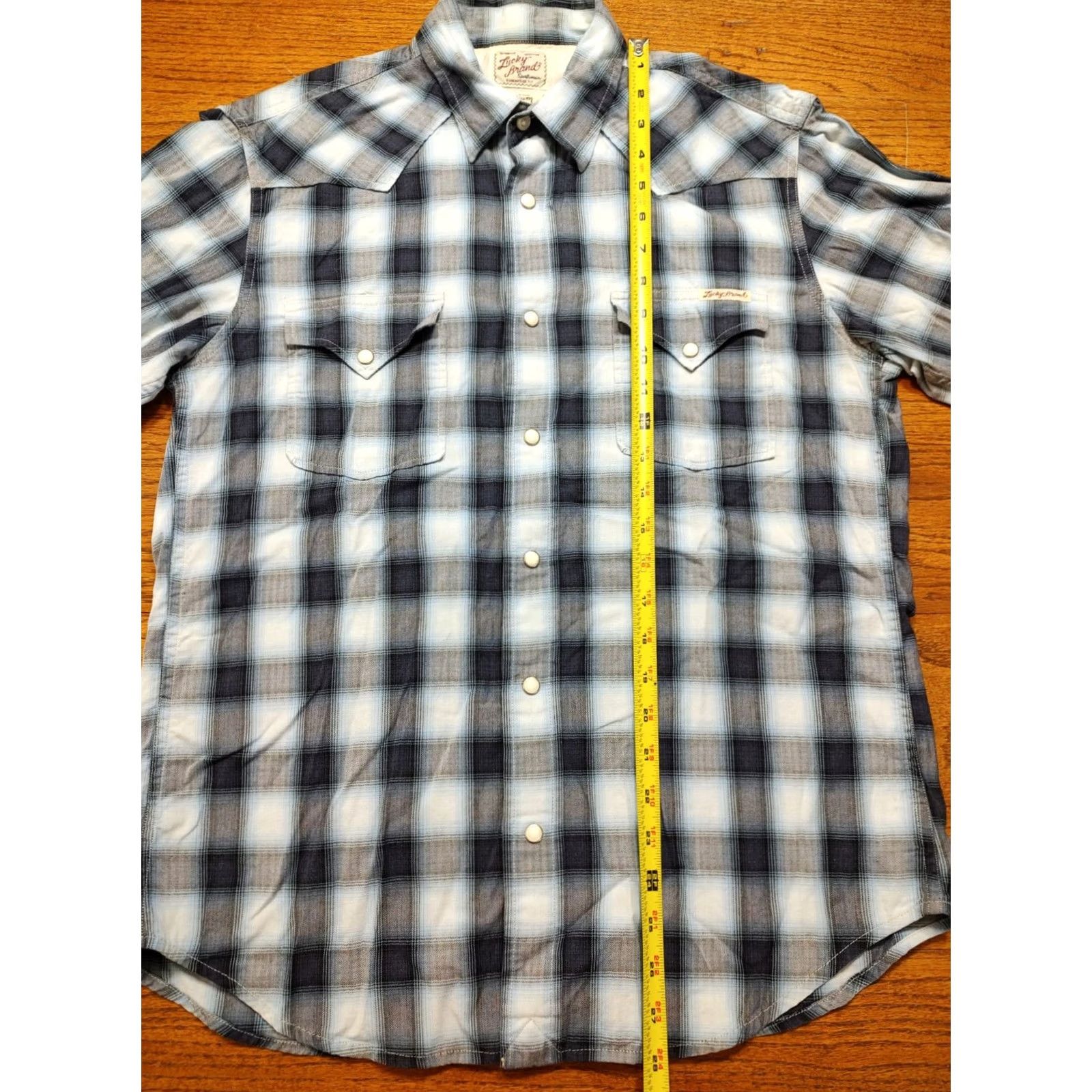 Lucky Brand Lucky Brand Mens Shirt Blue Plaid Pearl Snap Long Sleeve Western Fit M Size US M / EU 48-50 / 2 - 6 Thumbnail