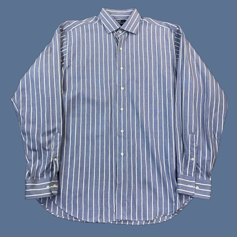 Polo Ralph Lauren VINTAGE Polo Ralph Lauren Shirt Mens XL Blue Striped Regent Classic Fit Casual Size US XL / EU 56 / 4 - 1 Thumbnail