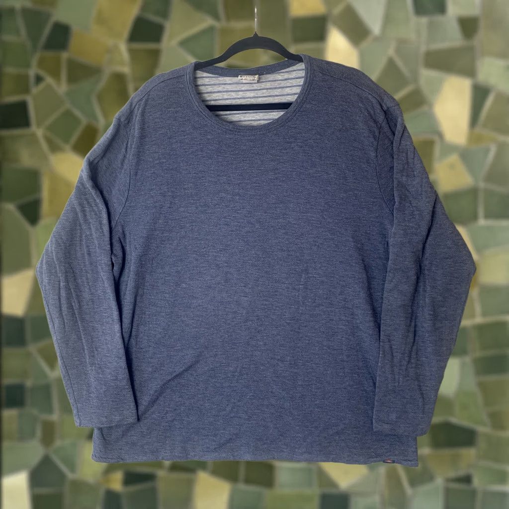 Faherty Faherty Shirt Mens 2XL Blue Stripe Cloud Reversible Crew Neck Logo Tee Shirt Mens Regular Fit Size US XXL / EU 58 / 5 - 1 Thumbnail