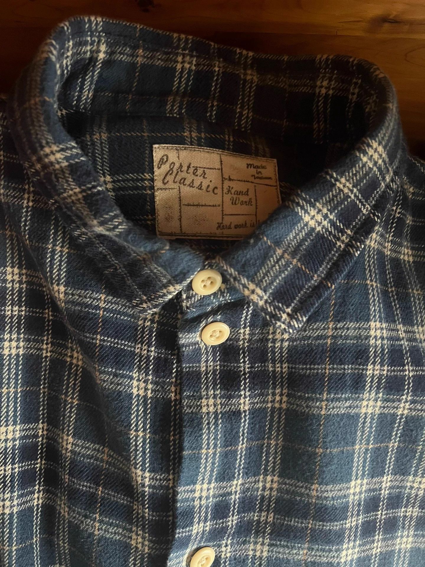 Porter Classic Porter Classic Indigo Check Long Shirt Rare Size US M / EU 48-50 / 2 - 9 Thumbnail