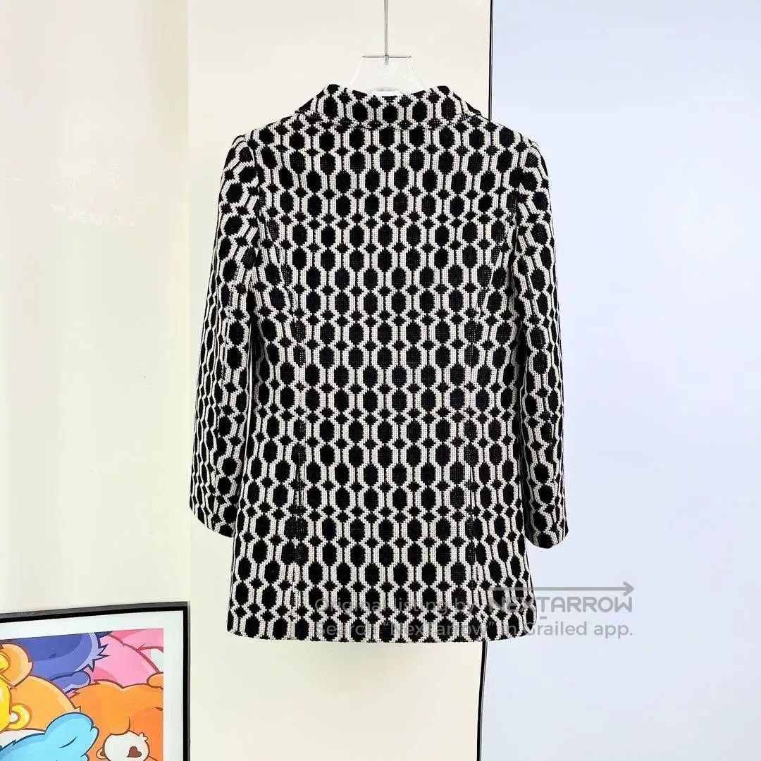 Gucci Gucci Black White Geometric Wool Coat. Size XS / US 0-2 / IT 36-38 - 2 Thumbnail