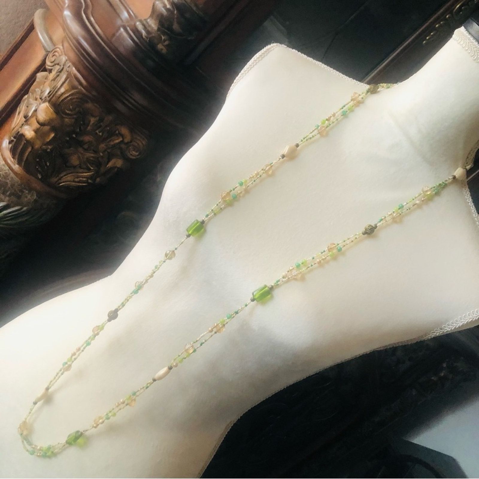 Vintage Vintage natural tones mixed glass bead long length necklace Size ONE SIZE - 1 Thumbnail