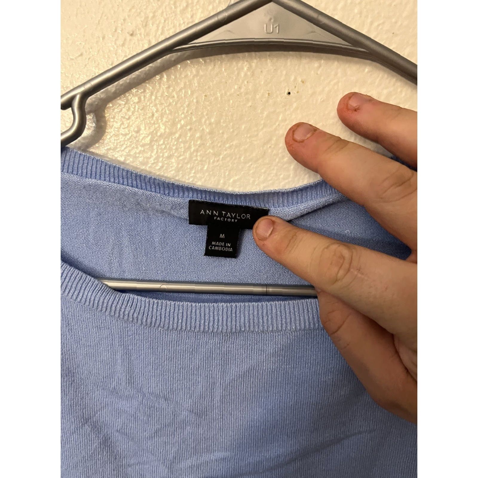 Loft VINTAGE LOFT Ann Taylor SWEATER Puff Sleeve Crew Neck Cotton Blend Womens M Blue Pullover Knits Comfortable, Modern 90s? Size M / US 6-8 / IT 42-44 - 3 Thumbnail