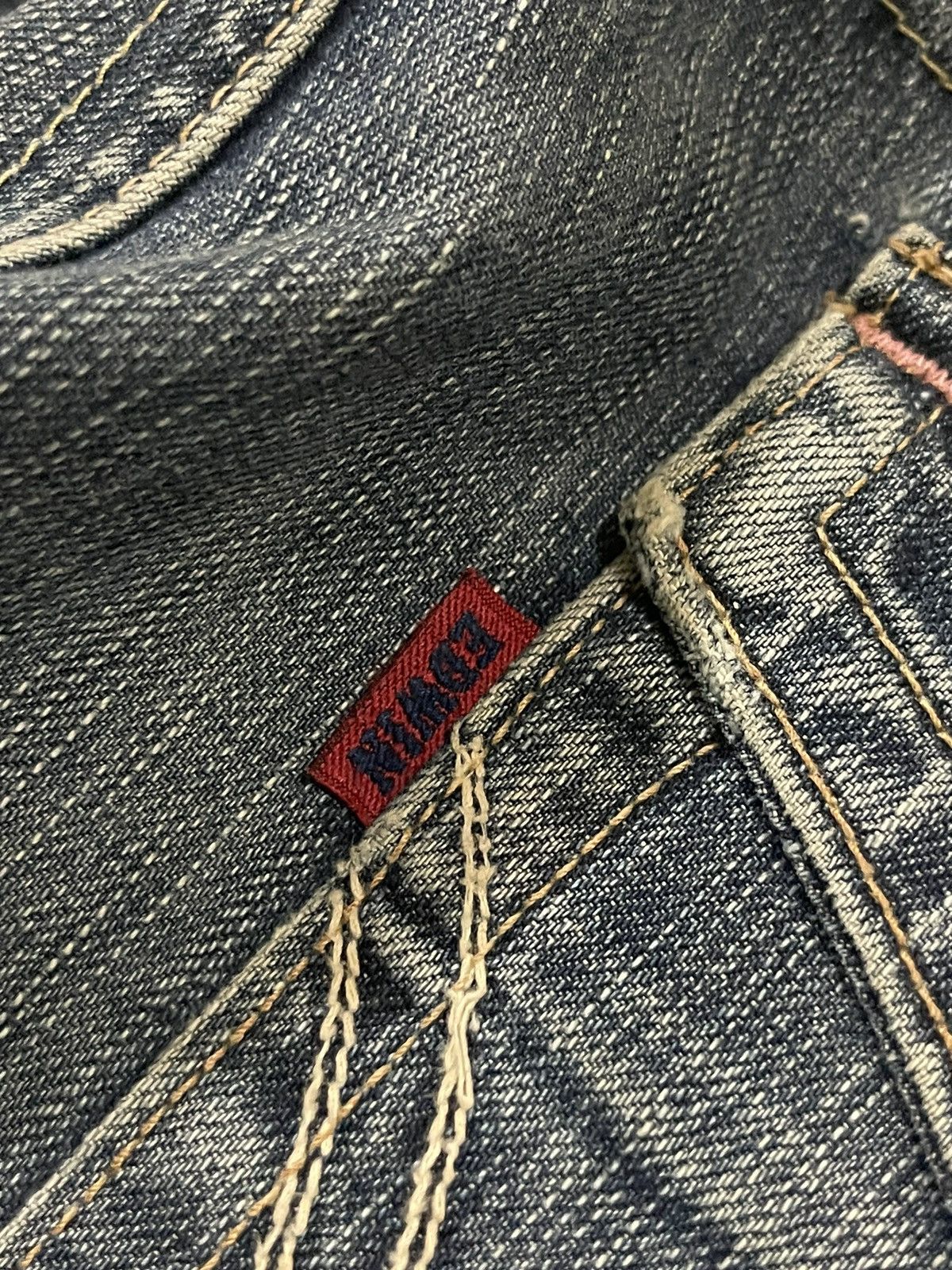 Vintage Vintage Edwin 503 Whisker Washed Jeans Denim Size US 33 - 13 Thumbnail