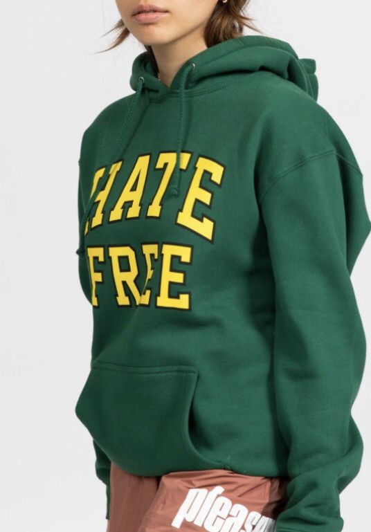 Pleasures forest green Hate free hoodie L unisex oversized