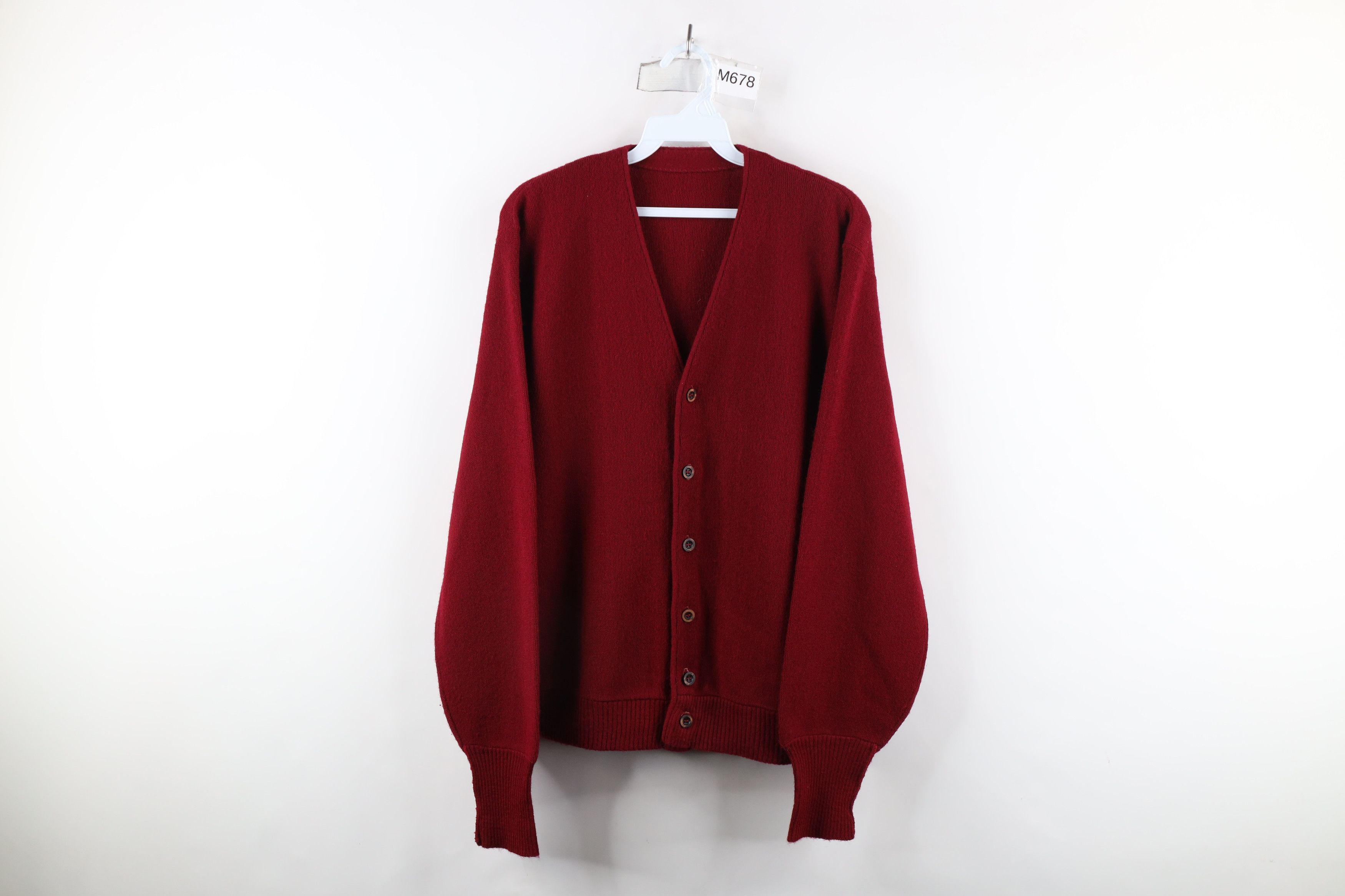 Vintage Vintage 70s Streetwear Blank Knit Cardigan Sweater Red USA Size US M / EU 48-50 / 2 - 1 Thumbnail