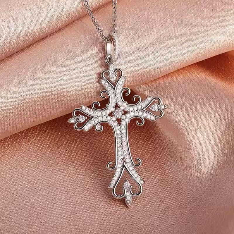 Jewelry Unique Carved Cross Pendant Necklace Size ONE SIZE - 4 Thumbnail