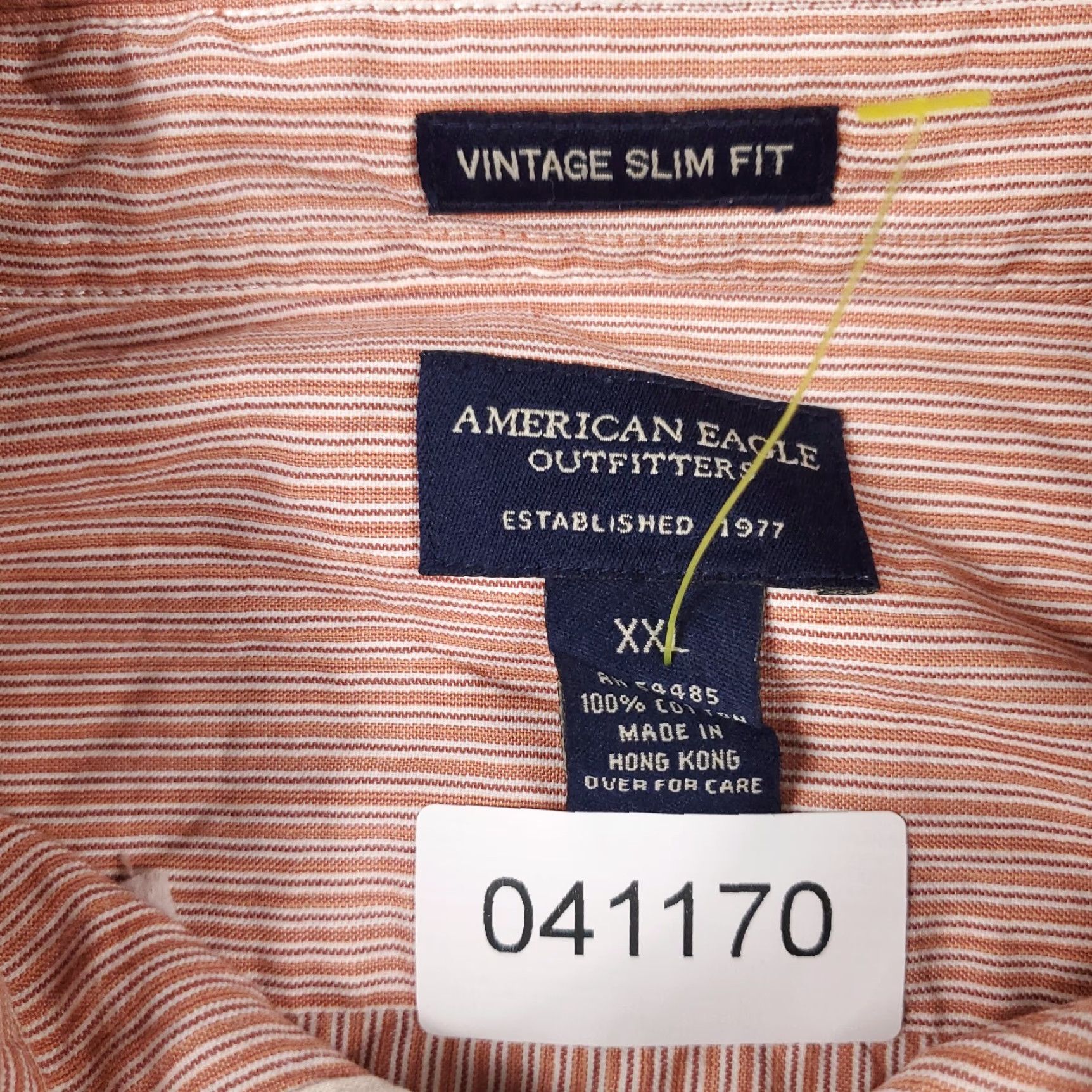 American Eagle Outfitters American Eagle Shirt Mens 2XL Coral Striped Casual Button Up Long Sleeve Size US XXL / EU 58 / 5 - 7 Thumbnail