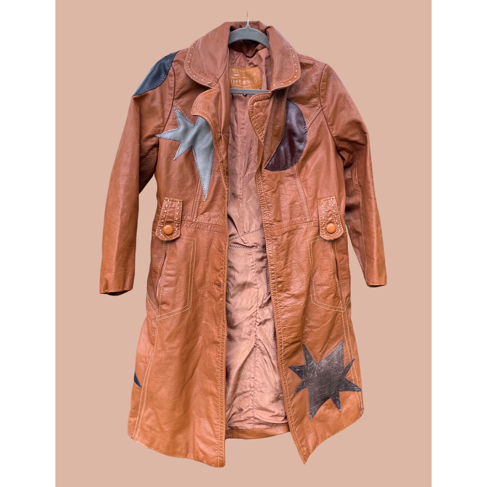 Handmade Large Upcycled Celestial Real Genuine Leather Jacket Size L / US 10 / IT 46 - 1 Thumbnail