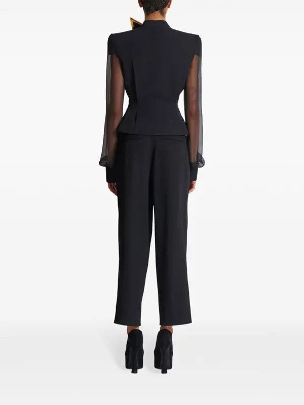 Balmain o1s1wg111025 Asymmetric Collar Jacket in Black Size XS / US 0-2 / IT 36-38 - 3 Thumbnail