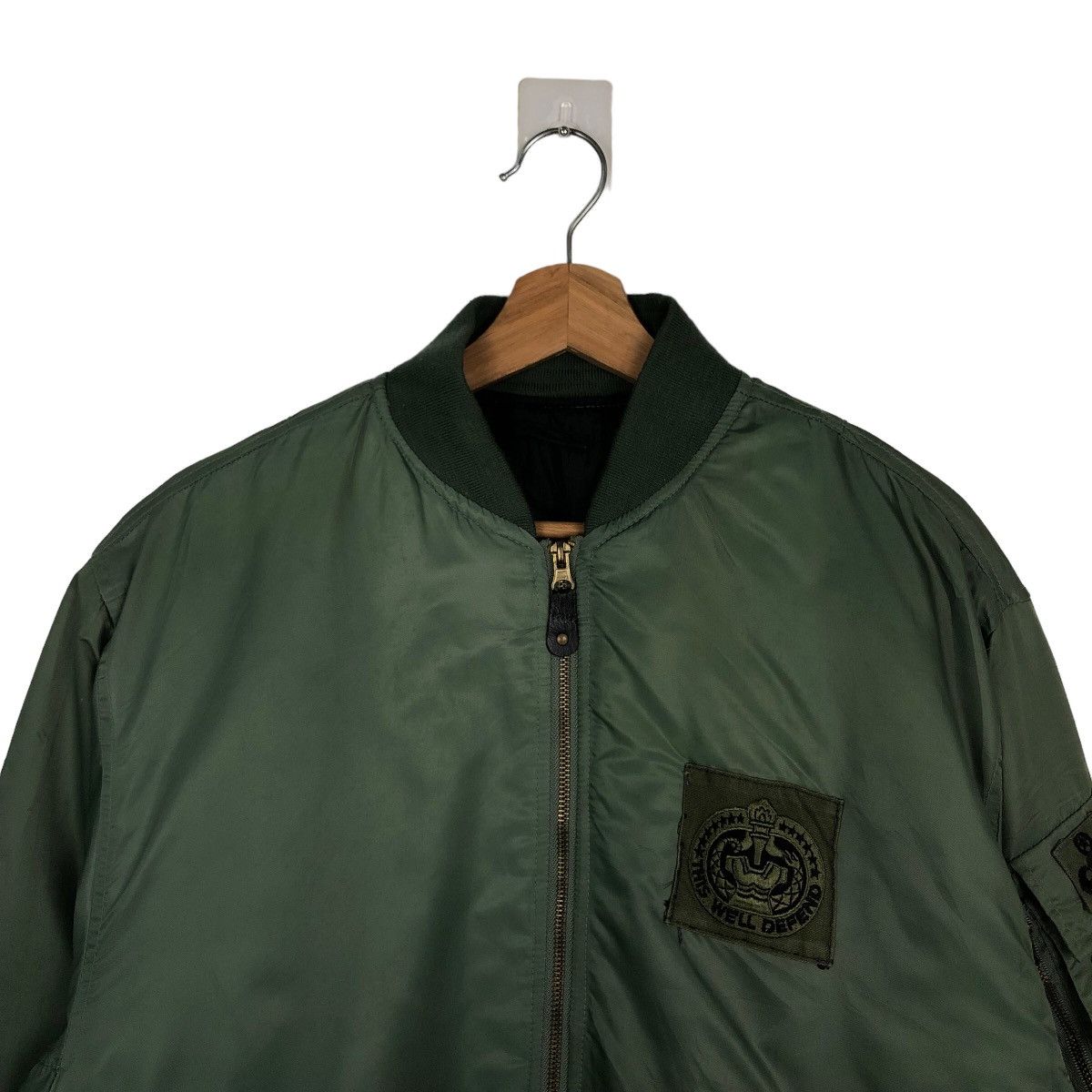 Vintage VINTAGE BOMBER JACKET DEFEND MILITARY RIOT RIOT DESIGN Size US M / EU 48-50 / 2 - 2 Thumbnail
