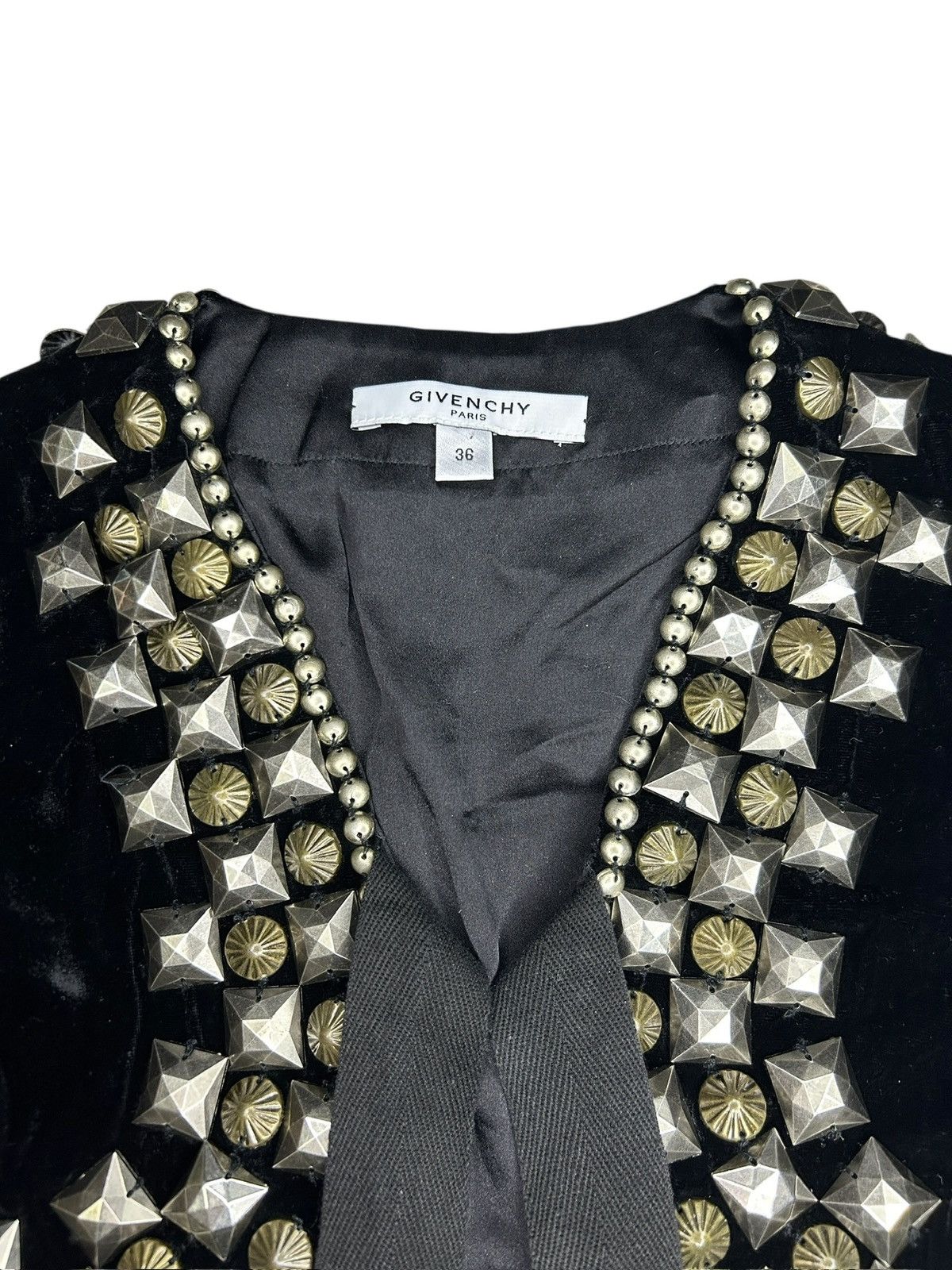 Givenchy F/W 08 Ricardo Tisci Studded Velvet Vest Size XS / US 0-2 / IT 36-38 - 5 Thumbnail
