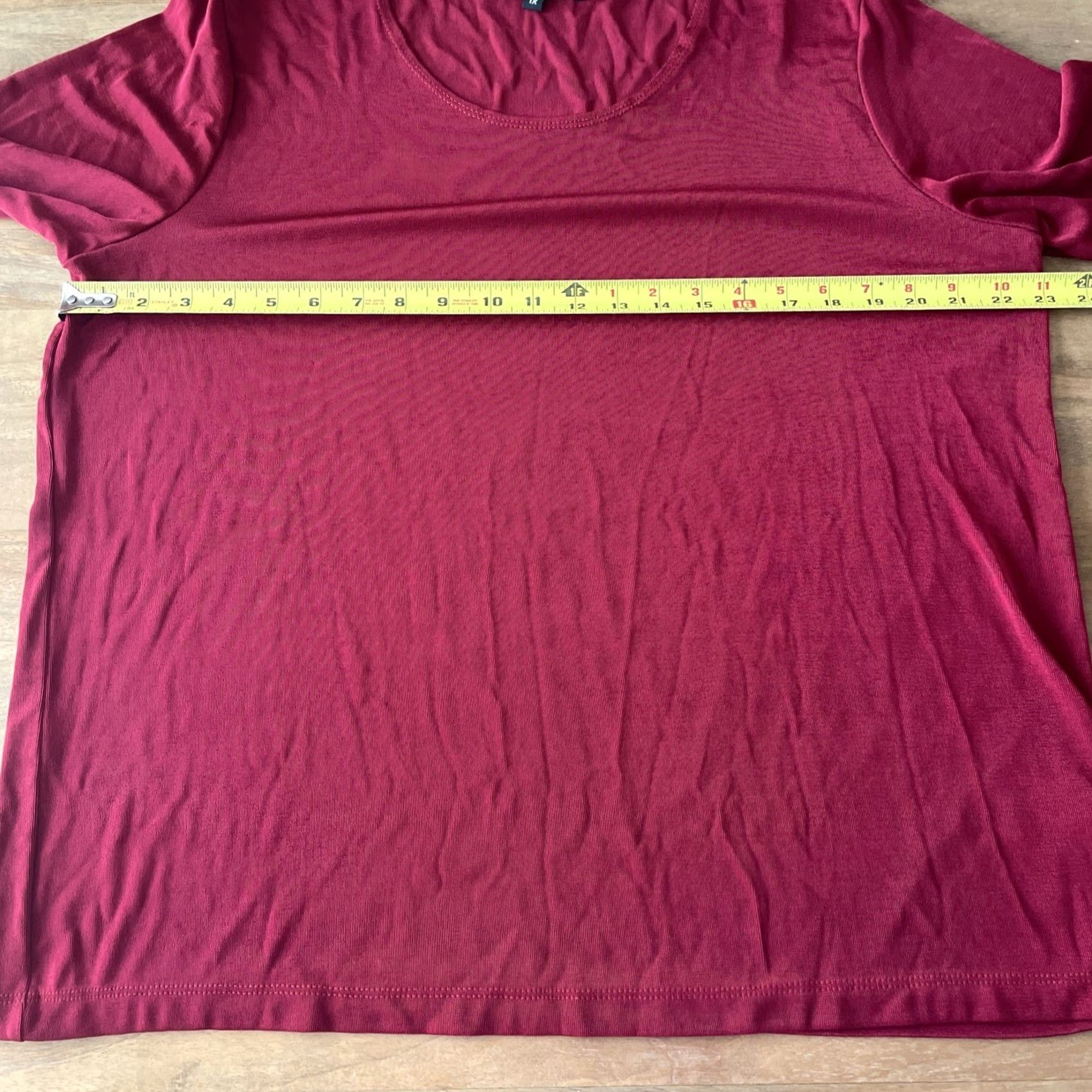 J Brand VINTAGE Slinky Brand Shirt 1X Red 3/4 Sleeve Crew Neck Pullover Top Women's Plus Size Blouse Size XL / US 12-14 / IT 48-50 - 6 Thumbnail