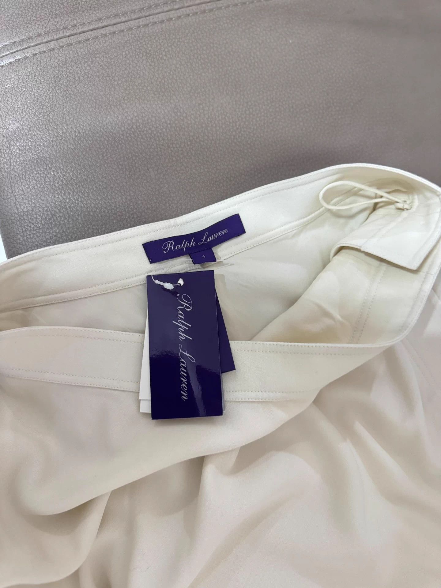 Polo Ralph Lauren Ralph Lauren Purple Label Cream Wool Crepe Skirt 4 NWT Size 28" / US 6 / IT 42 - 4 Thumbnail