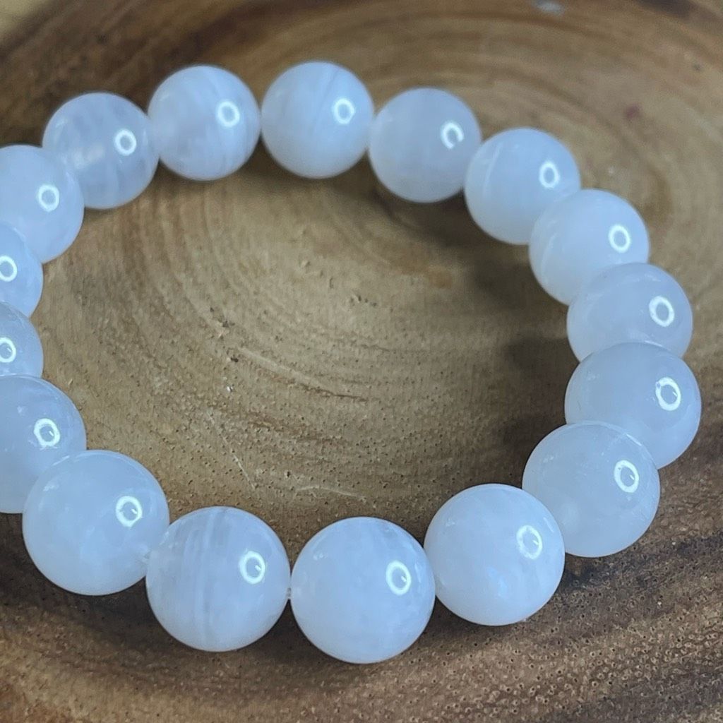 Other White Moonstone beaded bracelet 7” crystal healing beads 10mm blue flash Size ONE SIZE - 1 Thumbnail