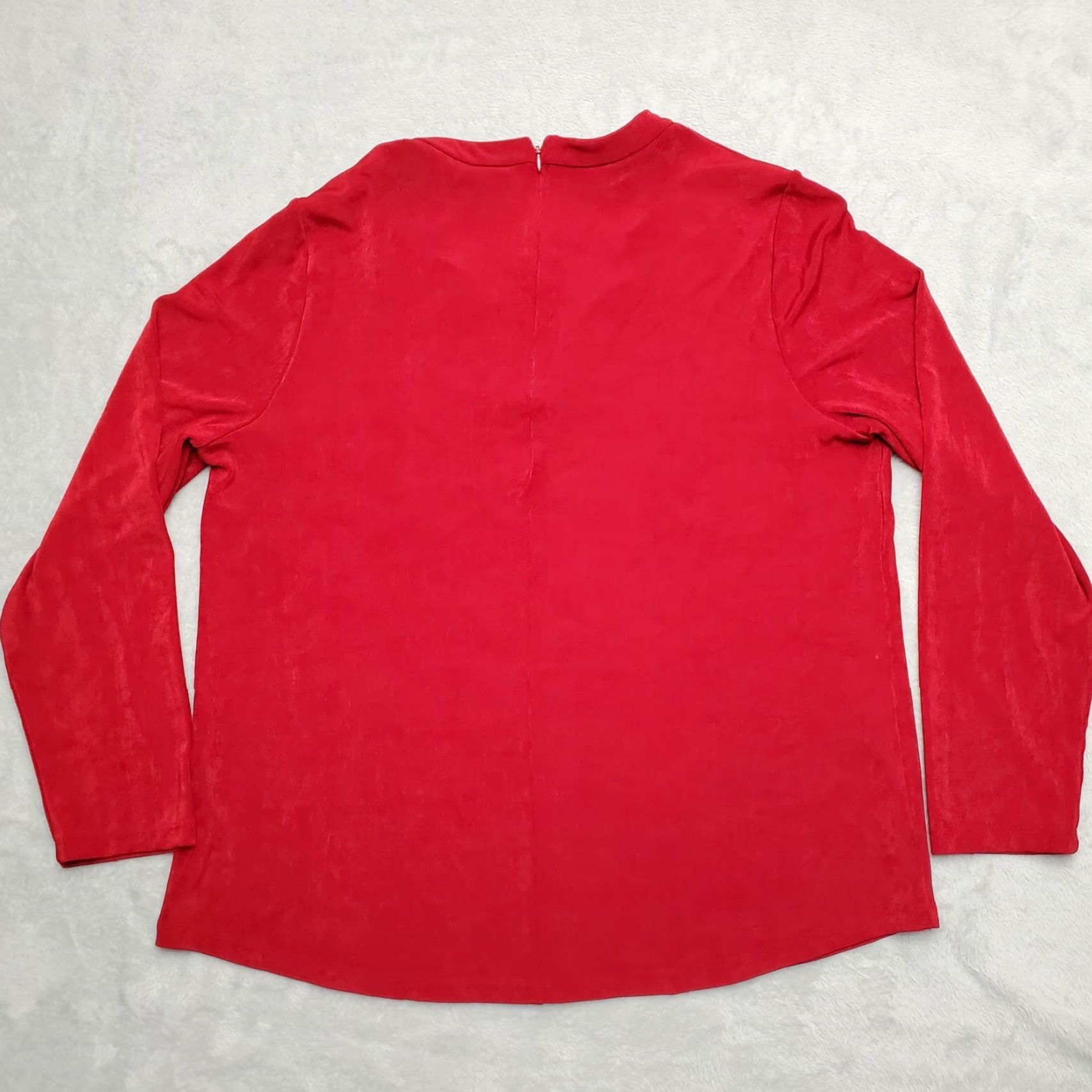 Vintage Chicos Top Womens Size 3 Red Trevelers Stretch Blend Gold Chain Casual Blouse Knit V-Neck Long Sleeve Easy Care Machine Washable Size XS / US 0-2 / IT 36-38 - 7 Thumbnail